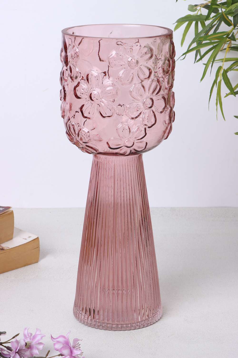 Poetic-Opulense-Sterling-Flr-Emb-Glass-Vase-Pink-30Cm