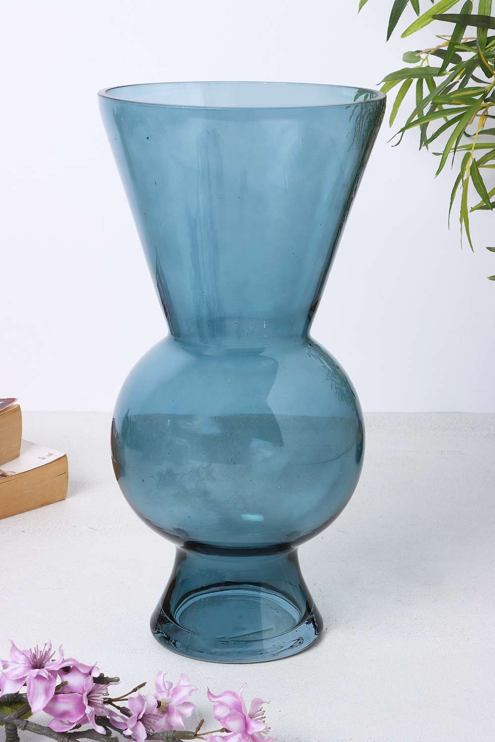 Global-Indian-Sterling-Trad-Glass-Vase-Teal-30Cm