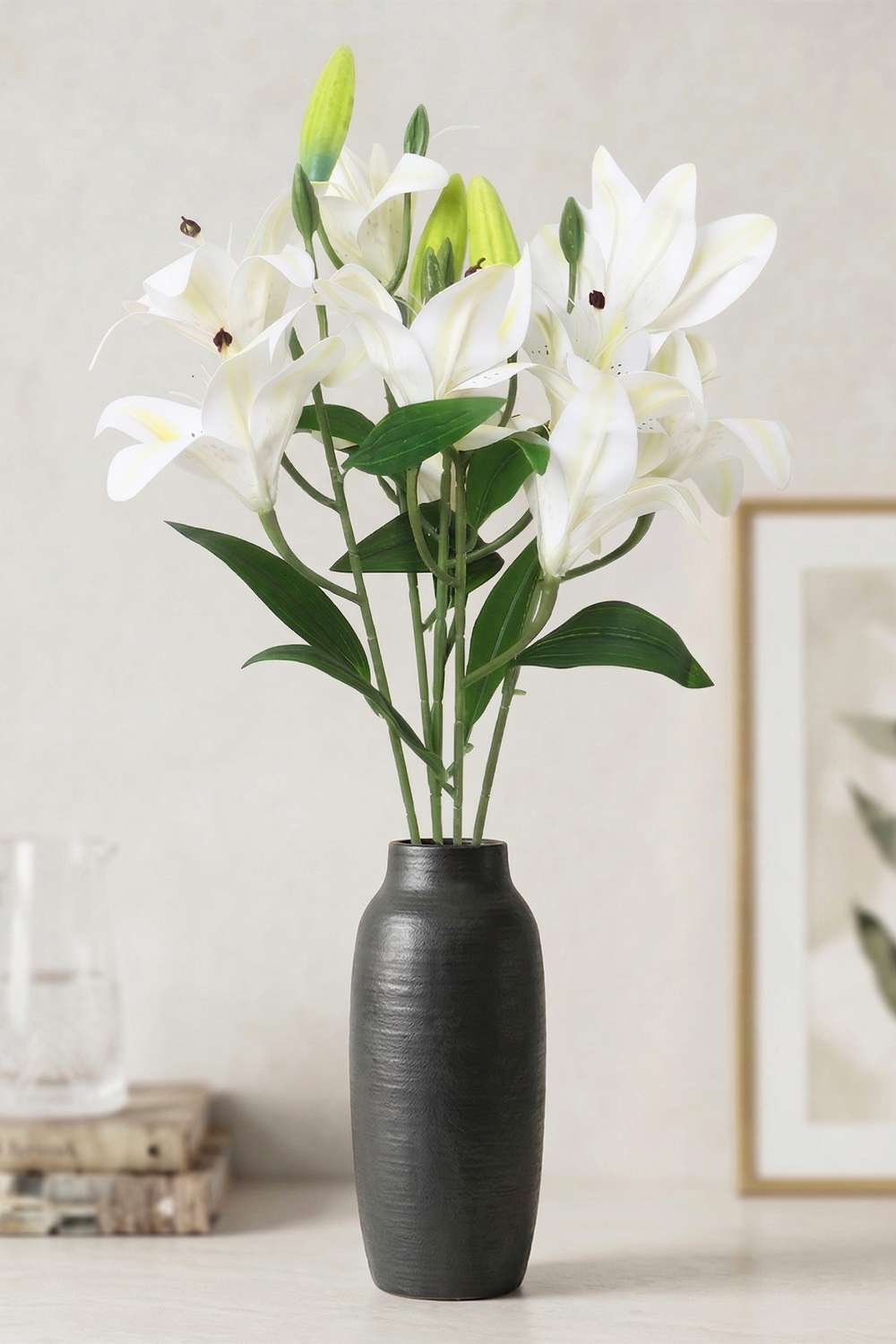 Florasilk-Lily-Flower-Stem-White-46Cm