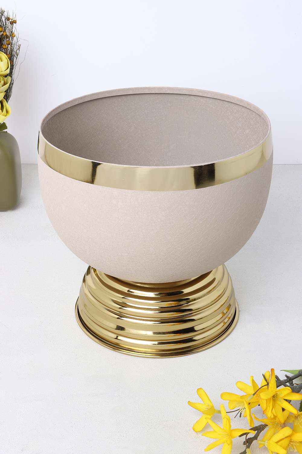 Aspin-Bowl-Metal-Planter-Large-Taupe-Gold-27Cm