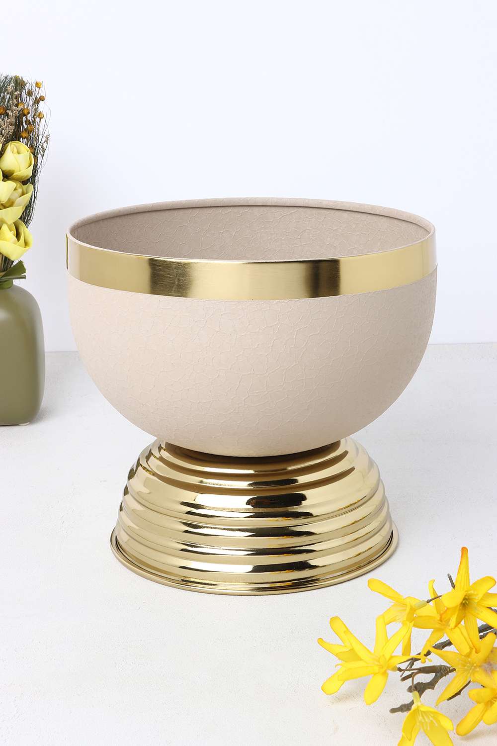 Aspin-Bowl-Metal-Planter-Medium-Taupe-Gold-25Cm