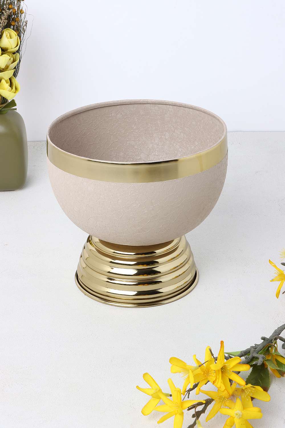 Aspin-Bowl-Metal-Planter-Small-Taupe-Gold-23Cm