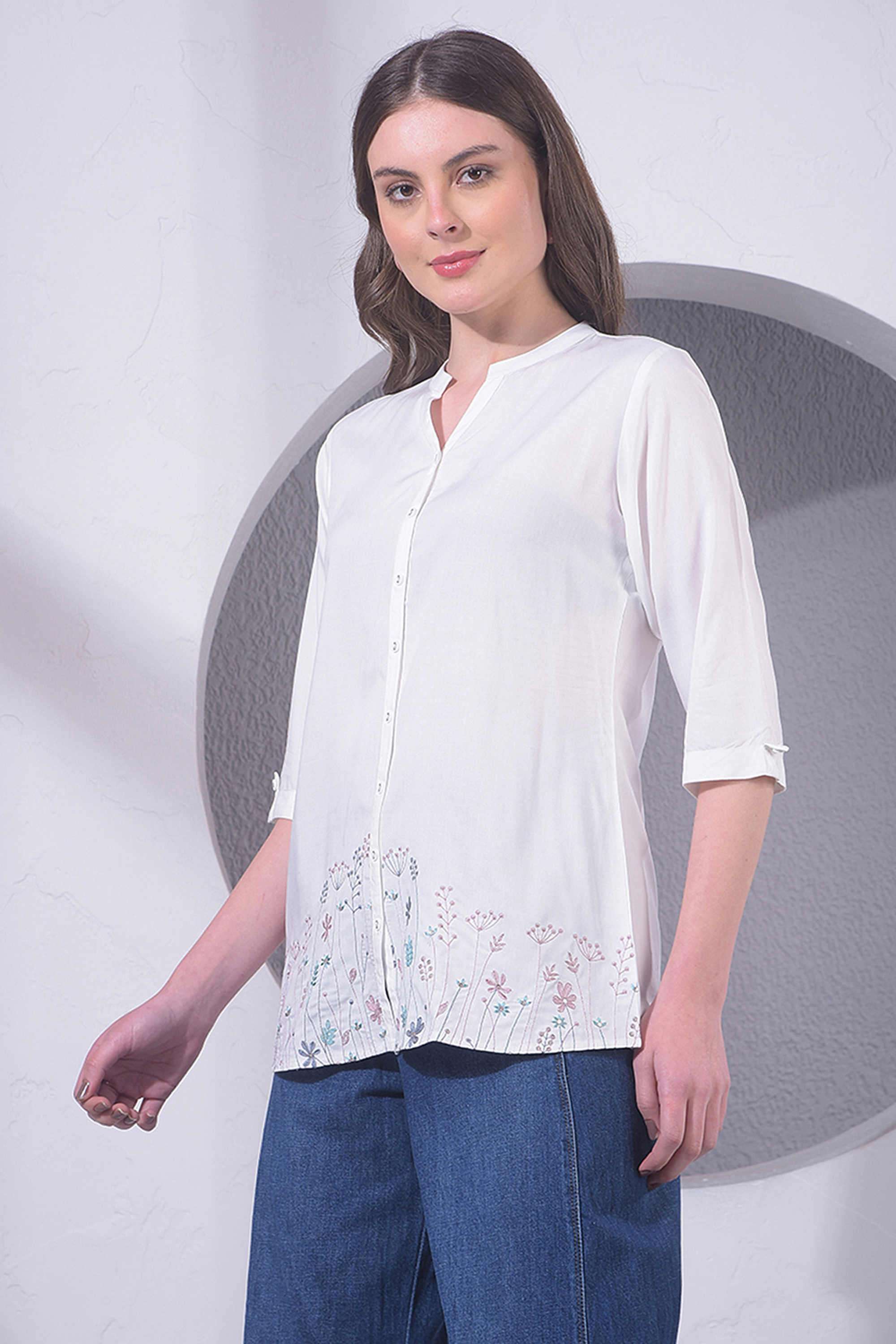 crimsoune club Embroidered Viscose Slim Fit Women's Shirt-picture-14