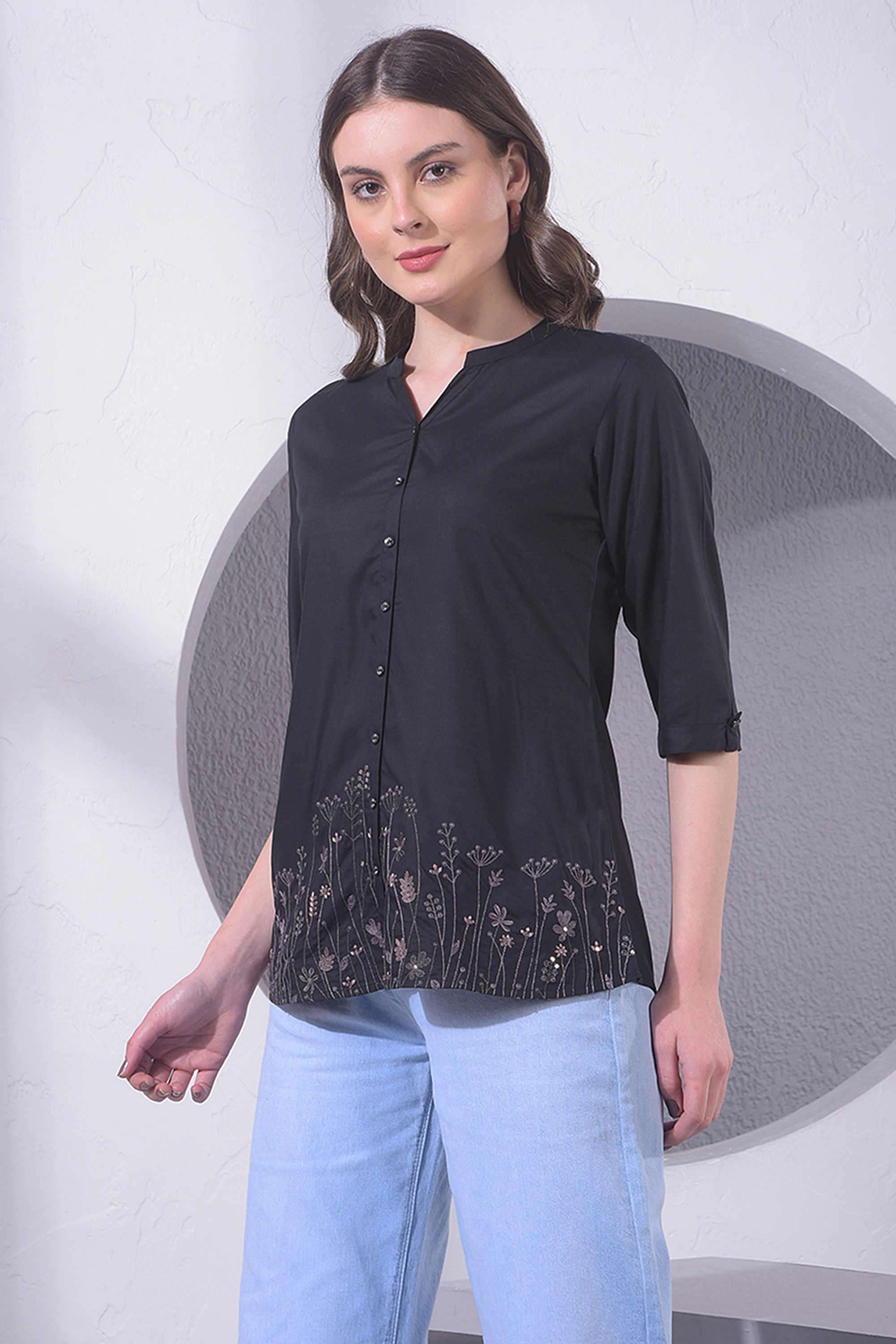 crimsoune club Embroidered Viscose Slim Fit Women's Shirt-picture-11