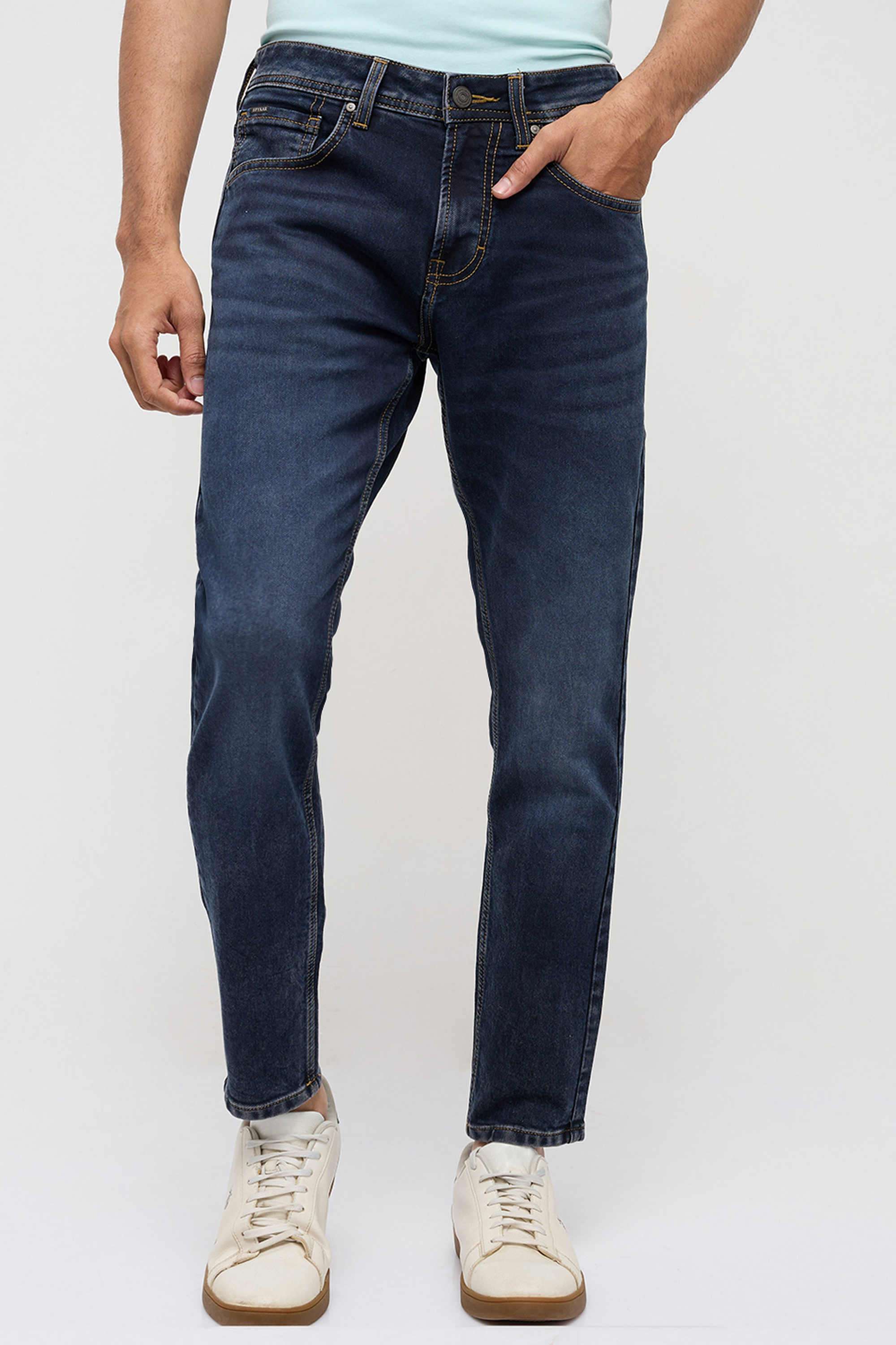 Solid-Cotton-Slim-Fit-Men-s-Jeans