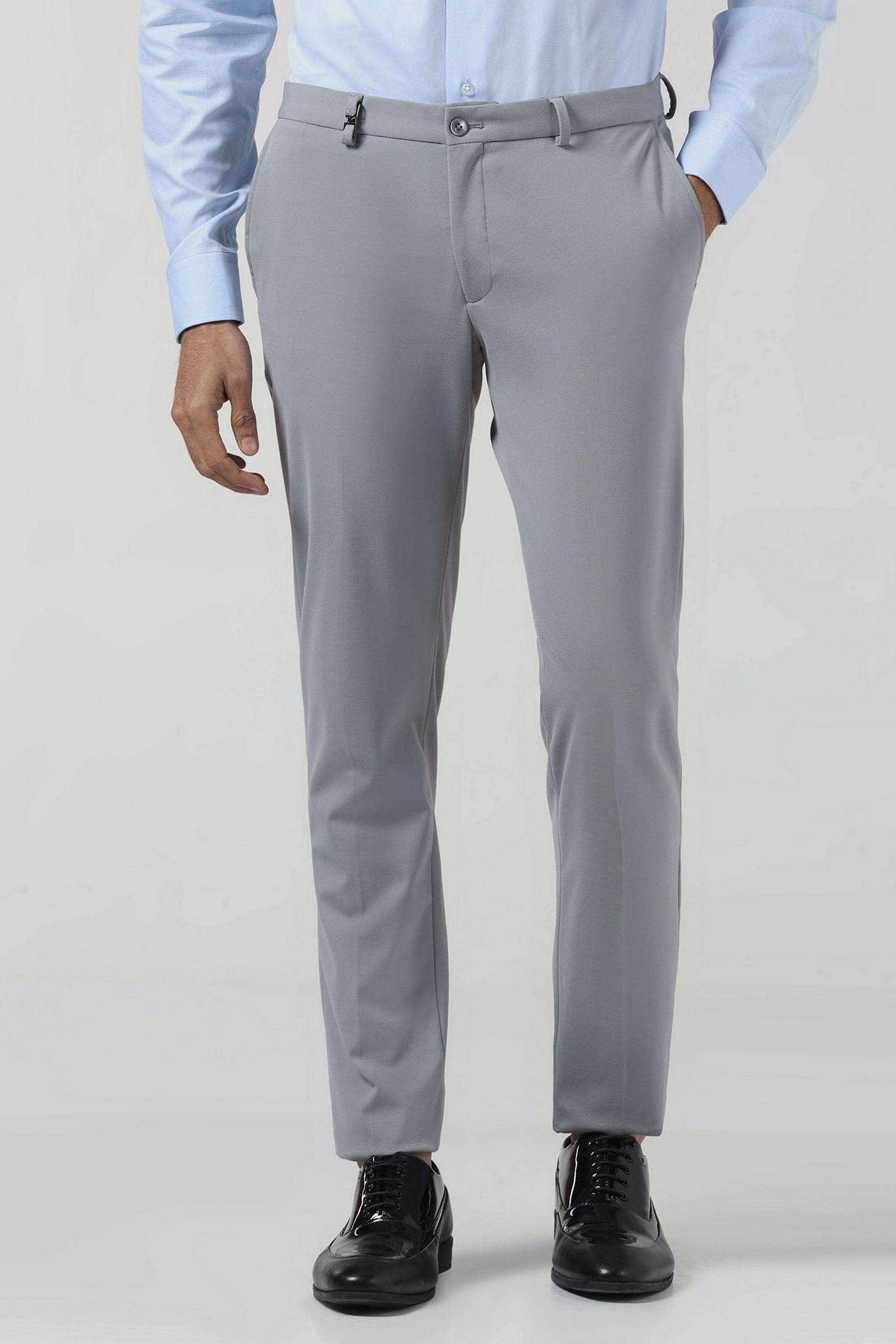 Solid-Nylon-Viscose-Slim-Fit-Men-s-Trousers