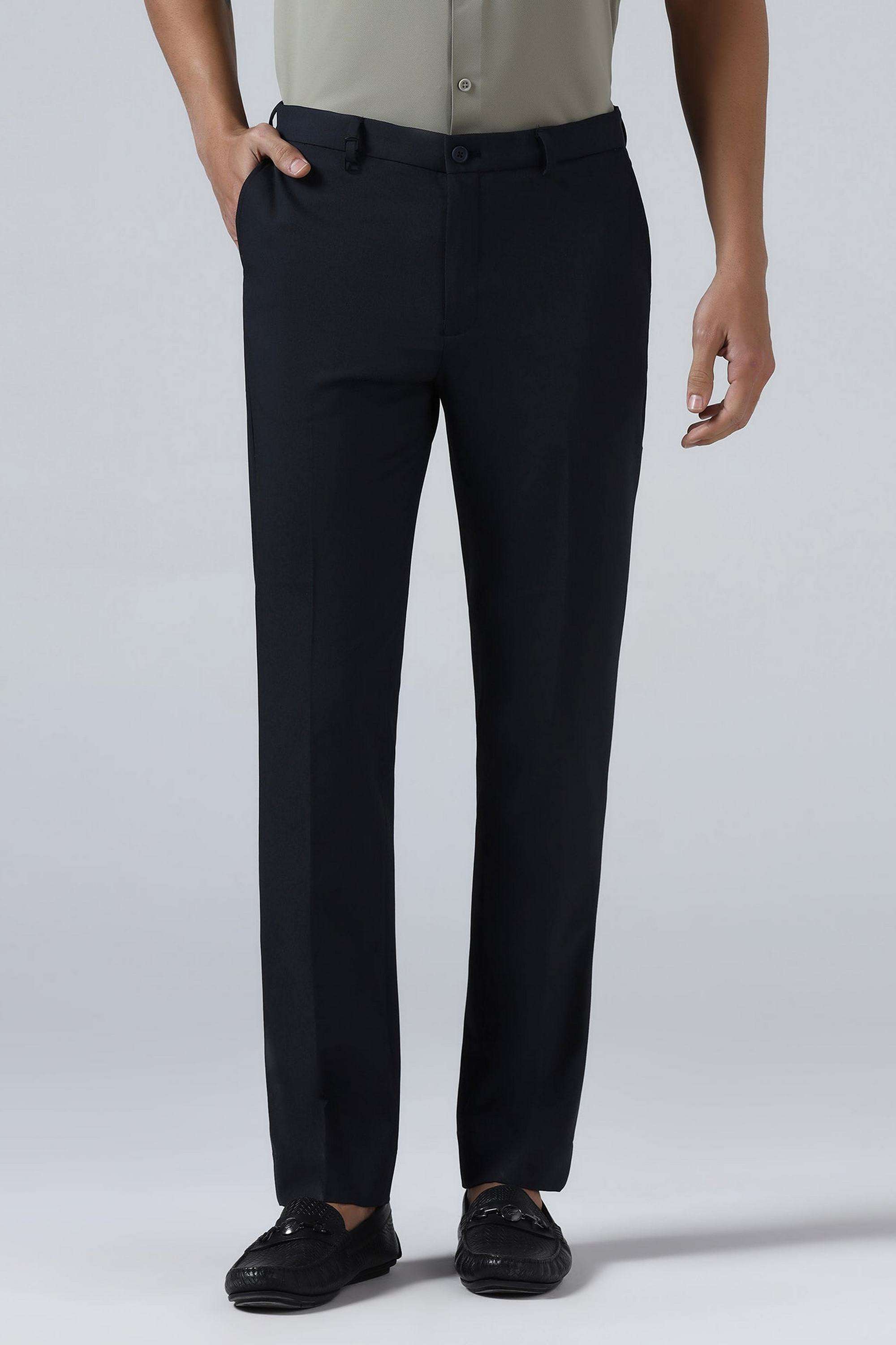 Solid-Polyester-Slim-Fit-Men-s-Trousers