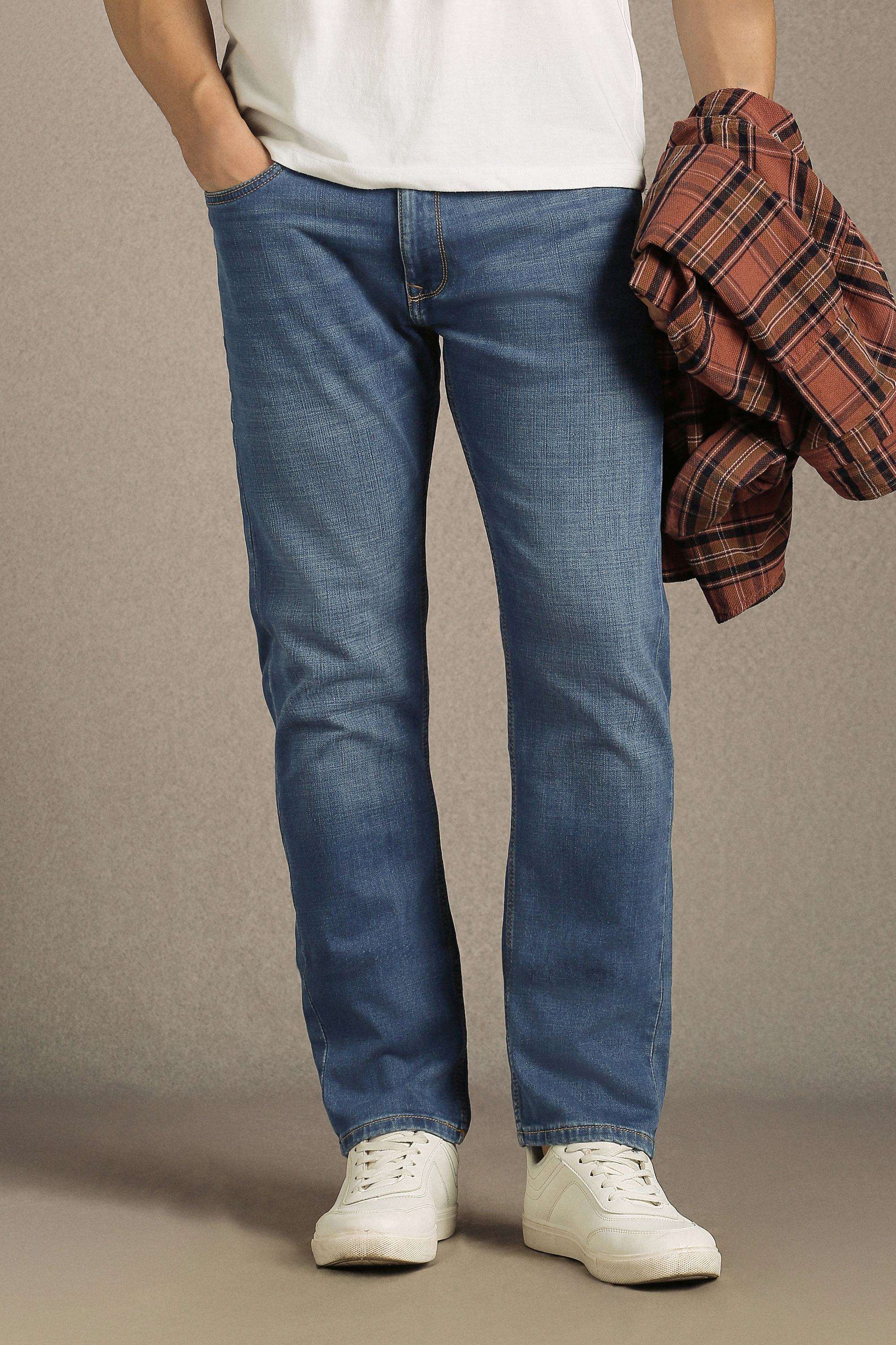 Solid-Cotton-Blend-Straight-Fit-Men-s-Jeans