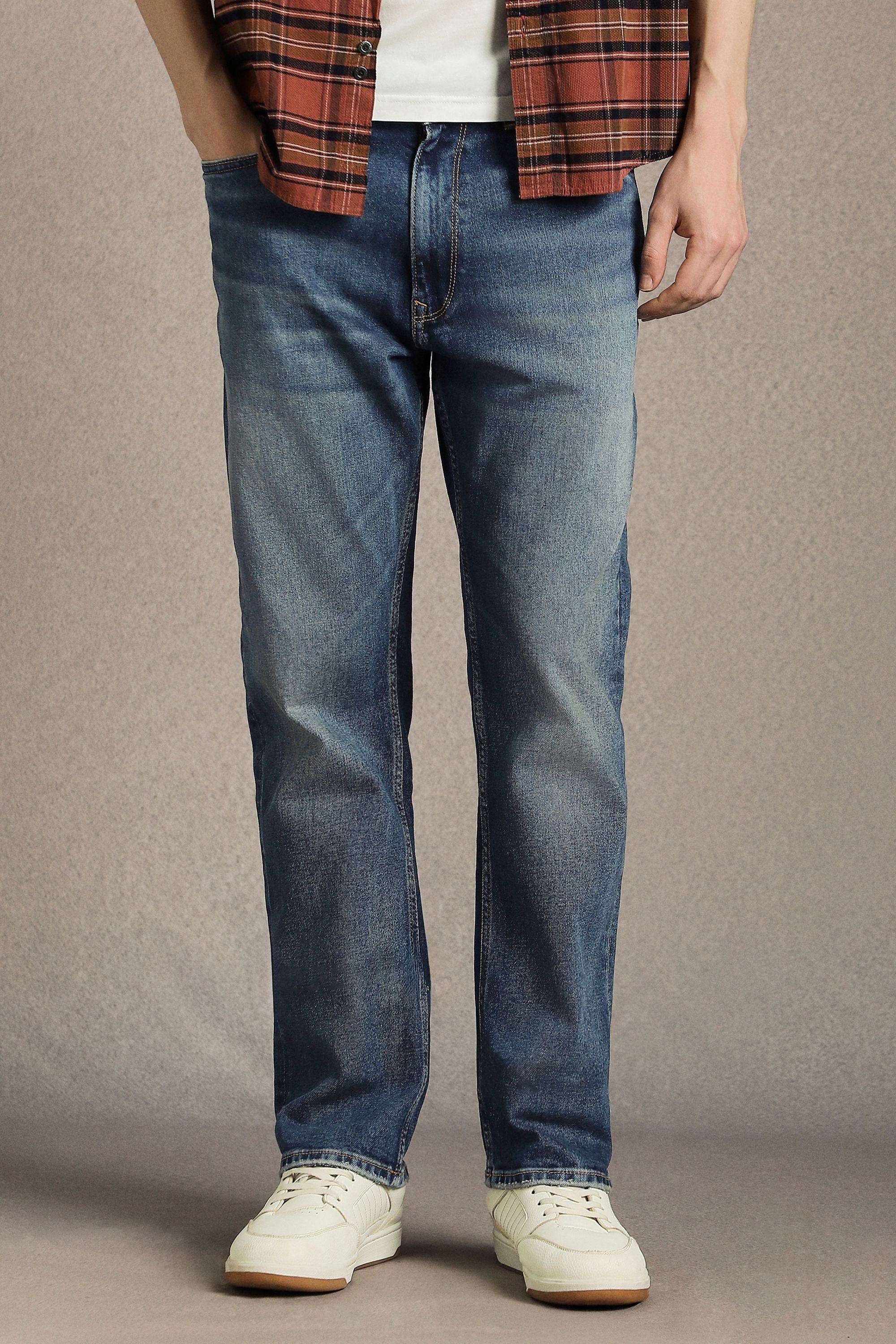 Solid-Cotton-Blend-Straight-Fit-Men-s-Jeans