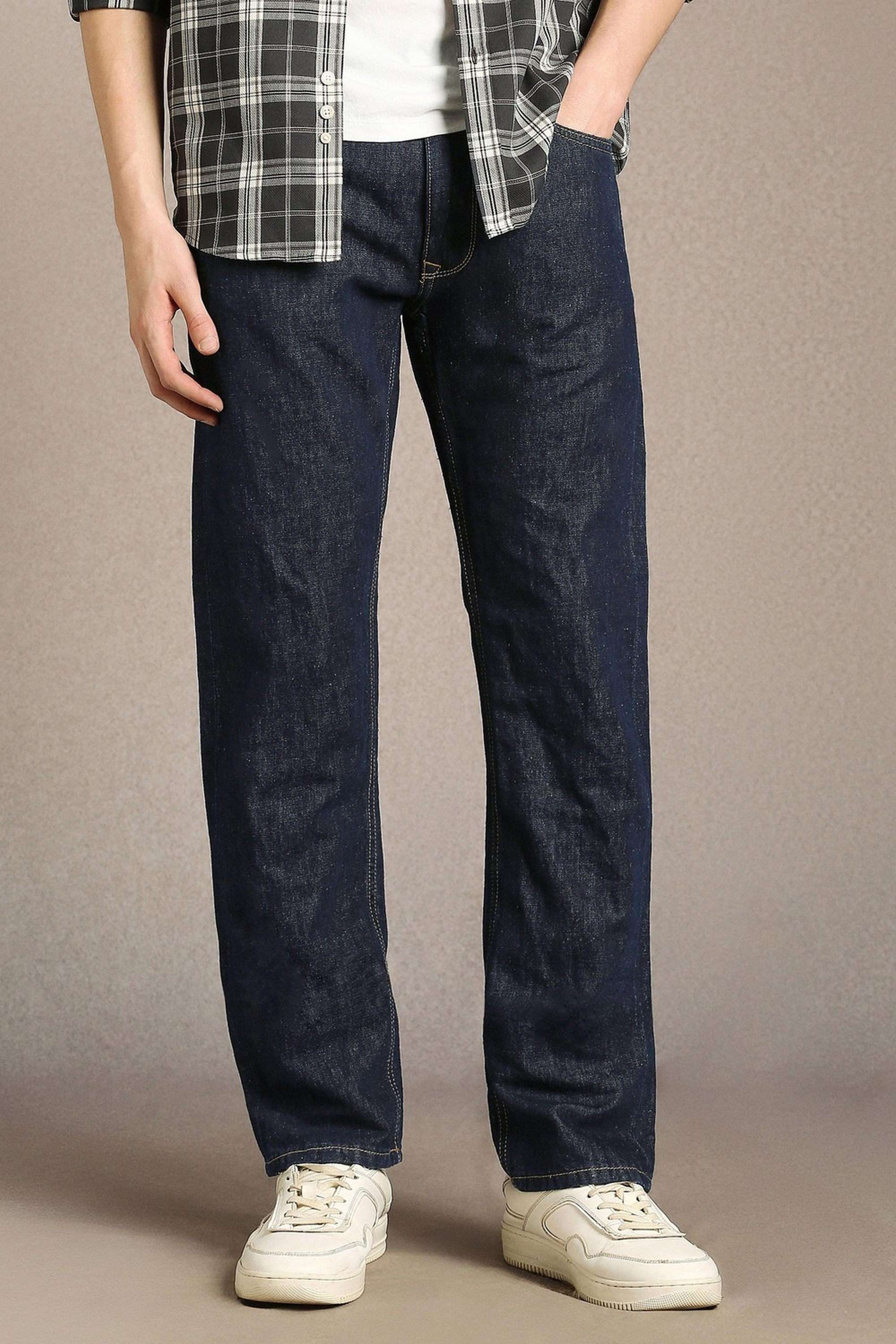 Solid-Blended-Fabric-Regular-Fit-Men-s-Jeans