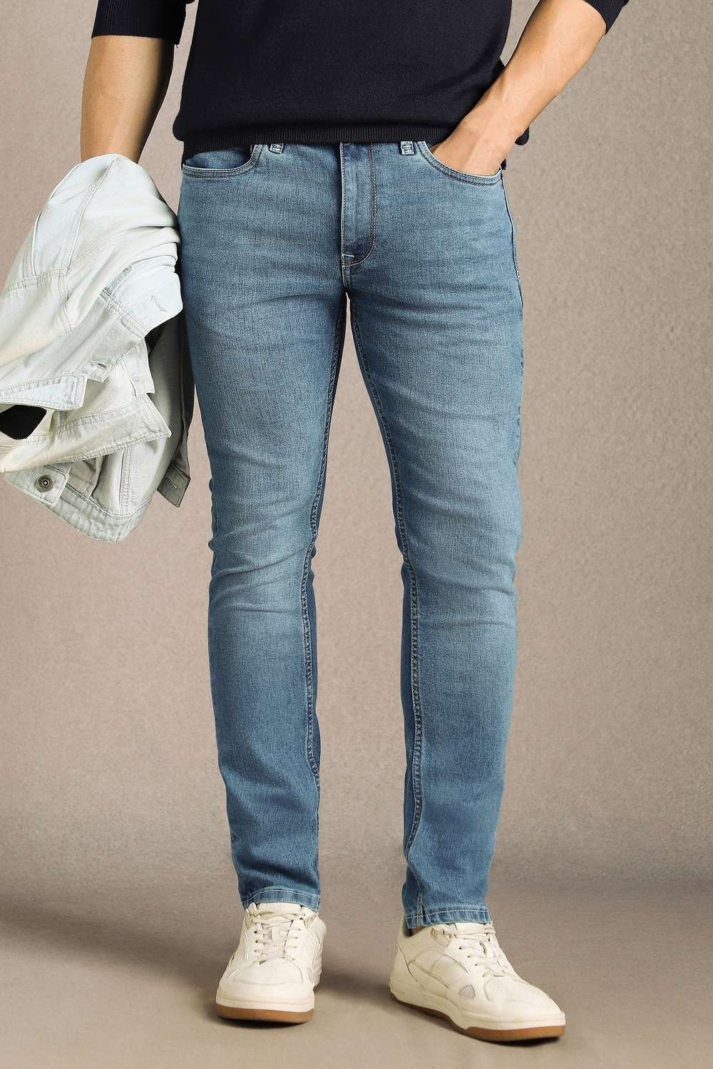 Solid-Polyester-Cotton-Super-Slim-Fit-Men-s-Jeans