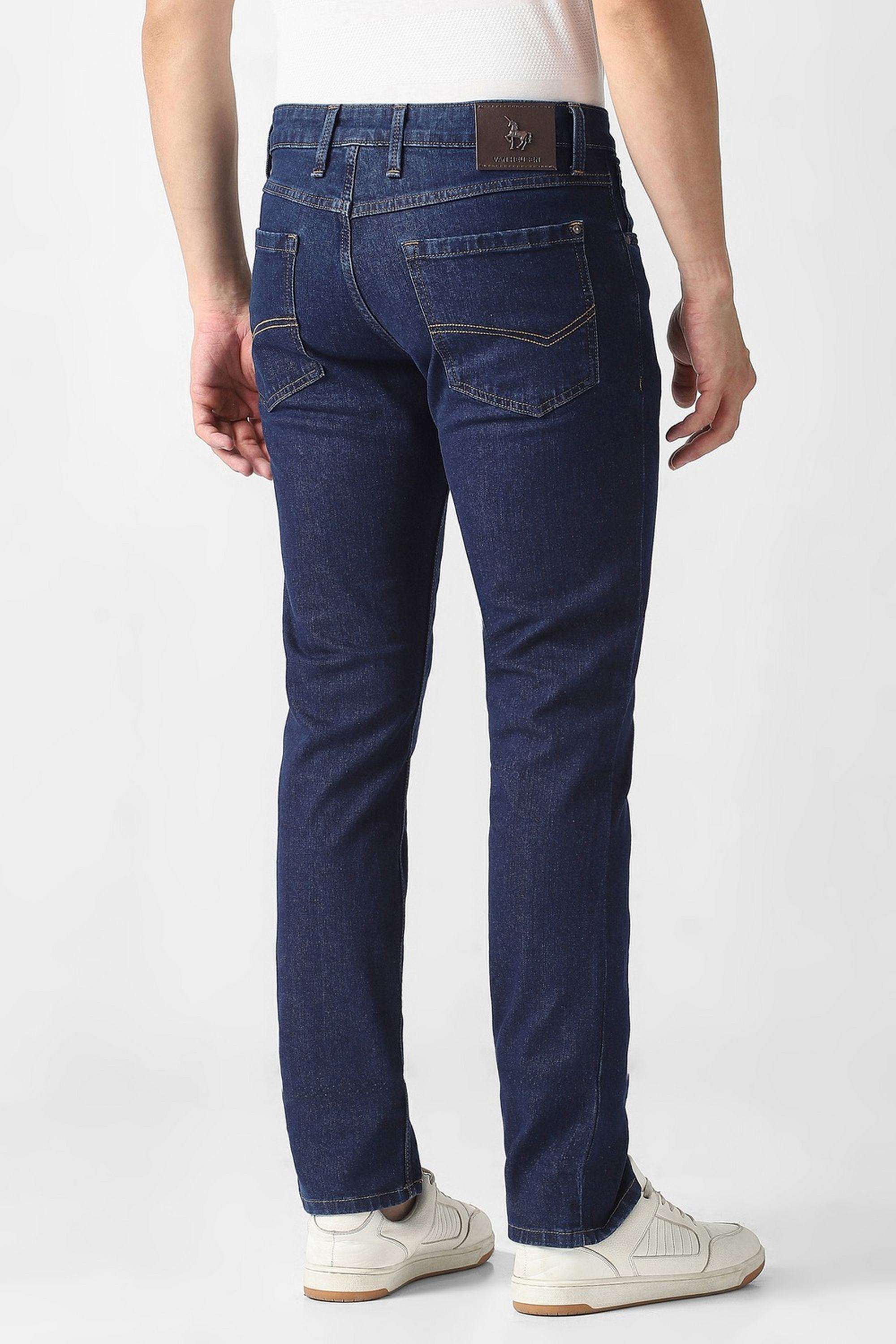 Solid-Polyester-Cotton-Relaxed-Fit-Men-s-Jeans
