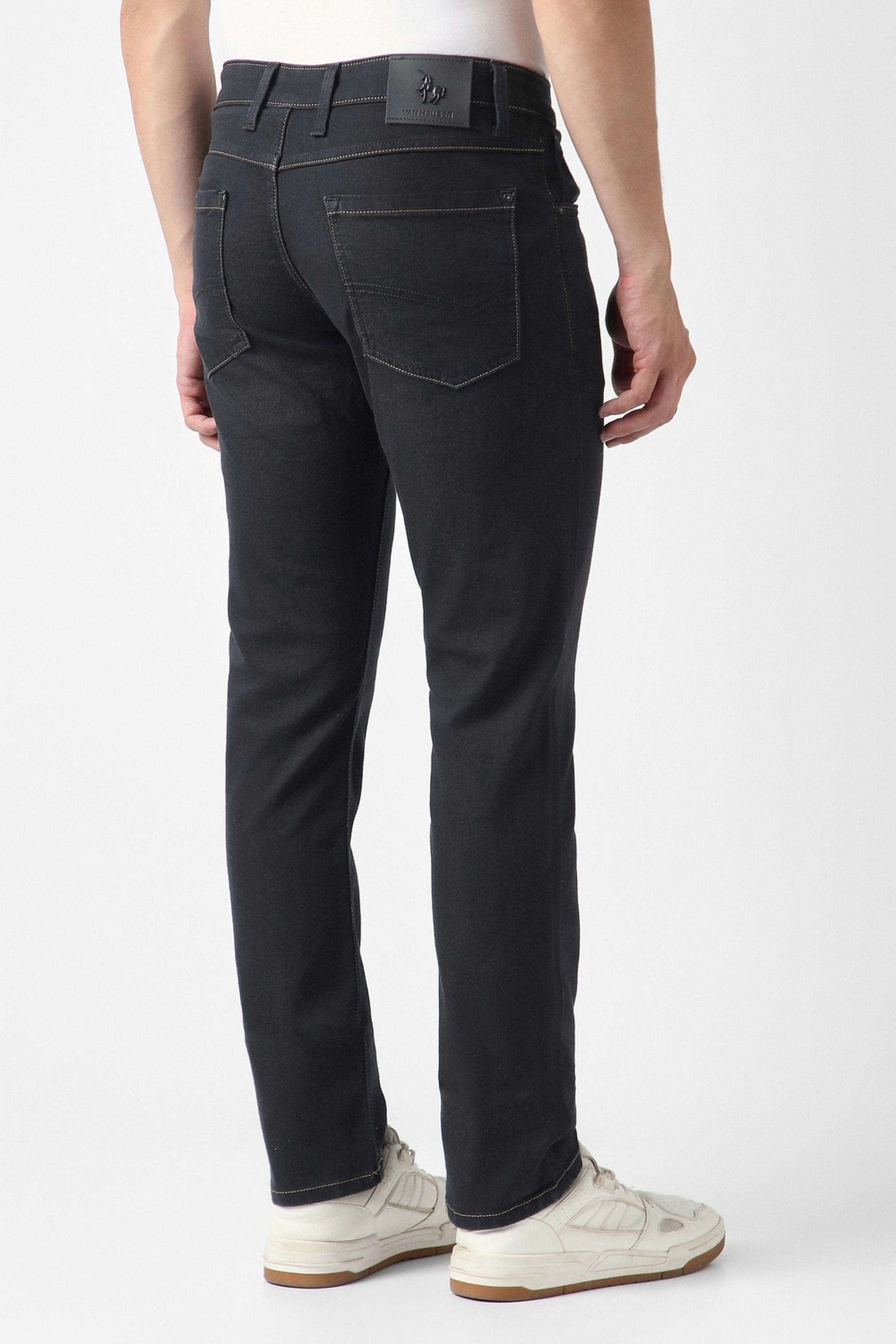 Solid-Polyester-Cotton-Relaxed-Fit-Men-s-Jeans