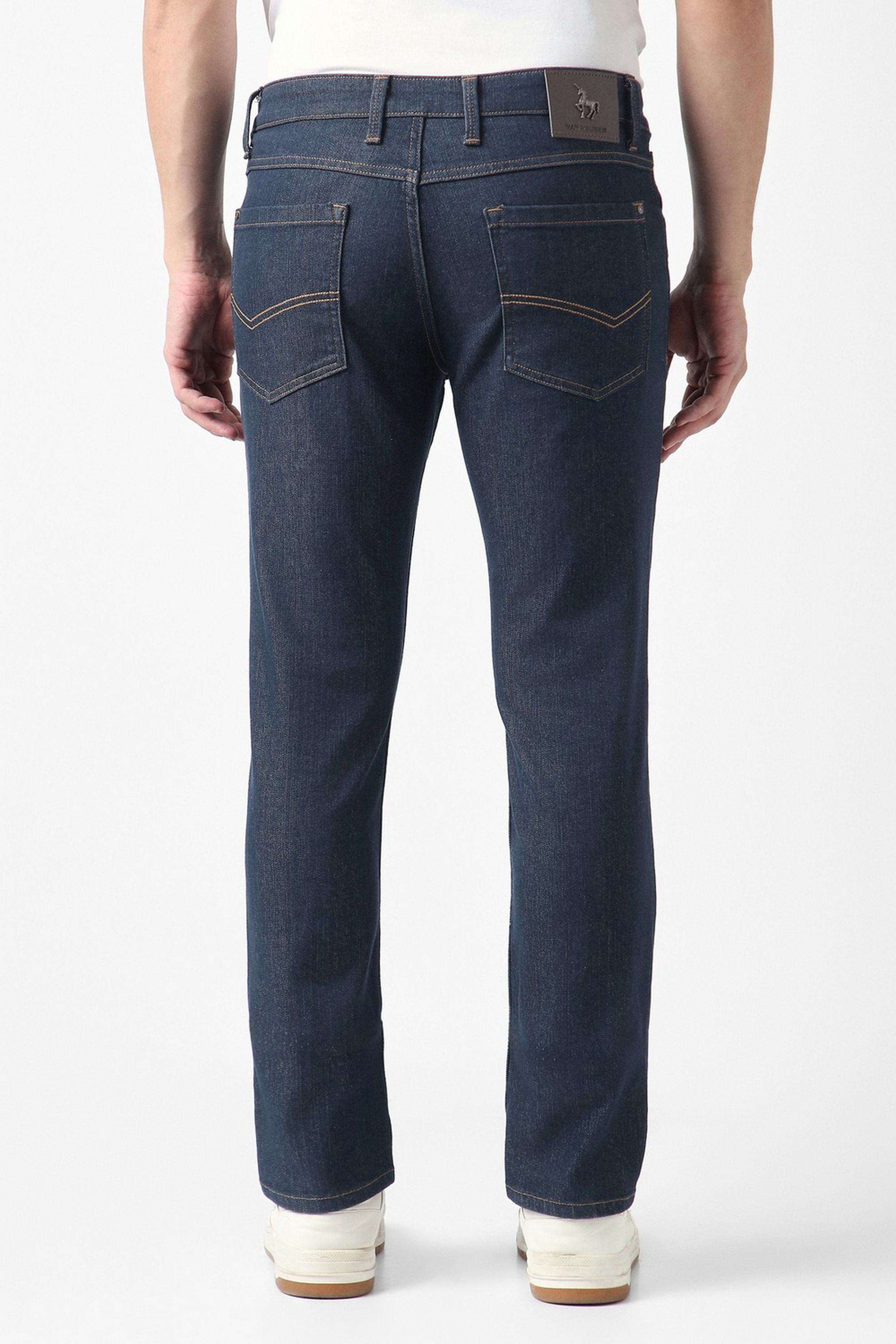 Solid-Polyester-Cotton-Relaxed-Fit-Men-s-Jeans