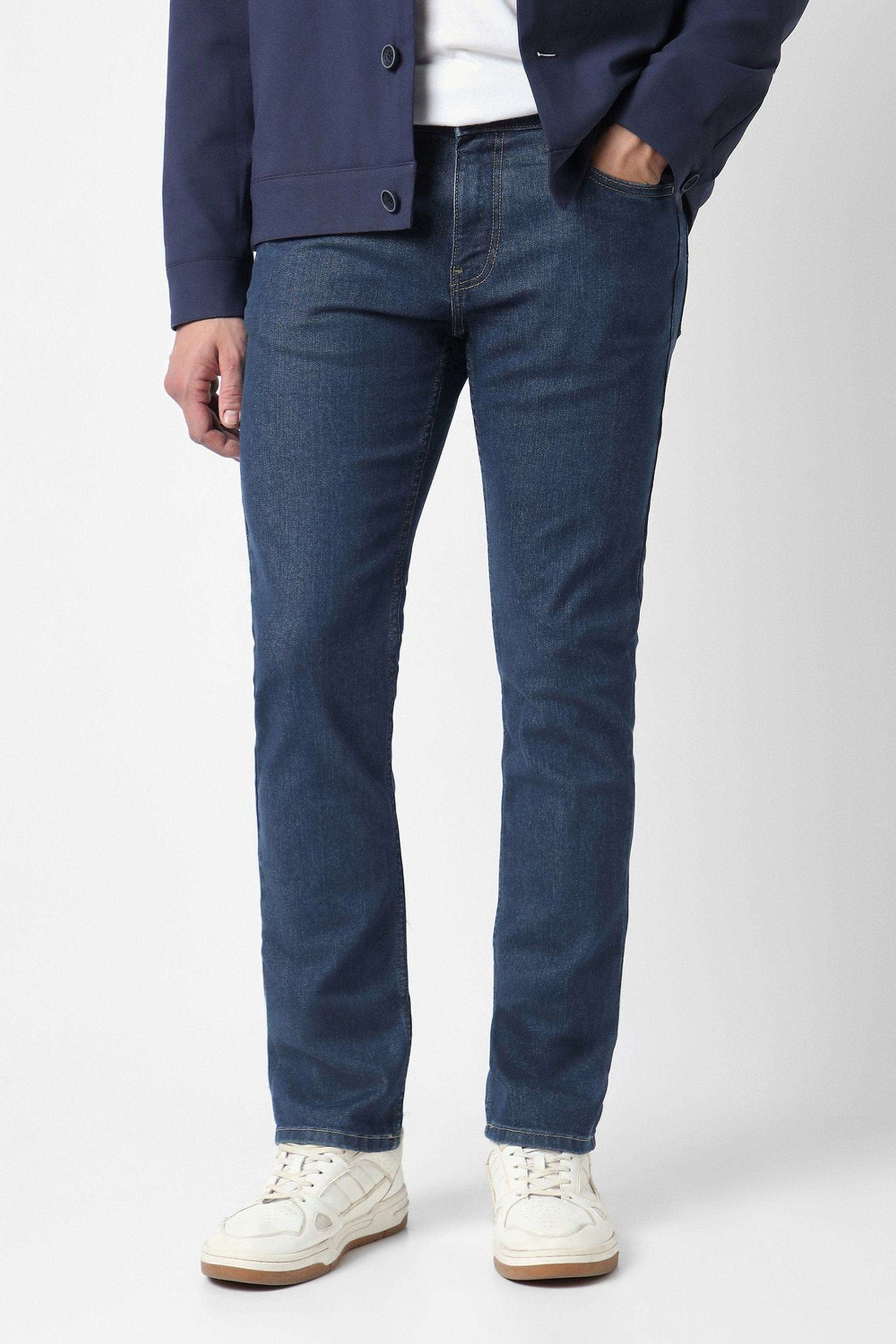 Solid-Polyester-Cotton-Relaxed-Fit-Men-s-Jeans