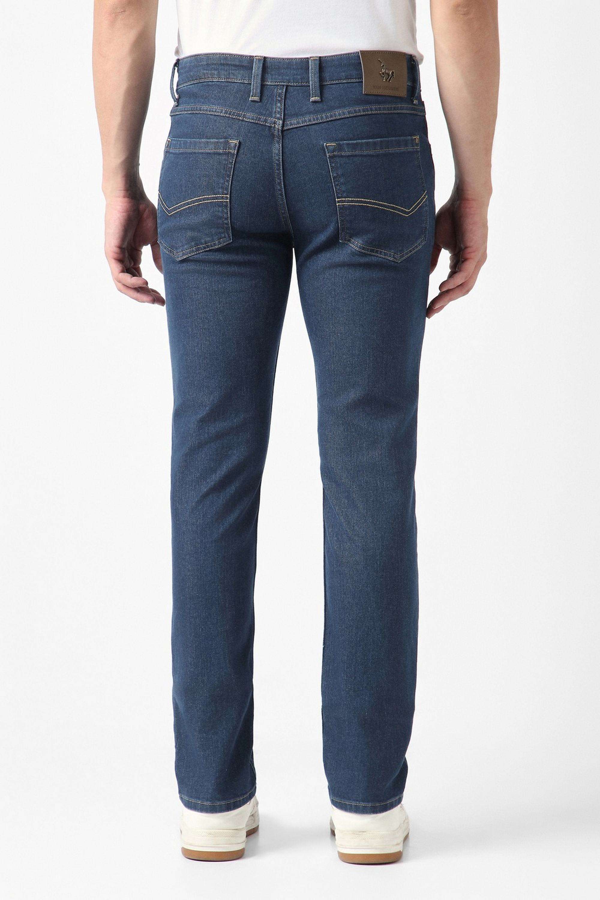 Solid-Polyester-Cotton-Relaxed-Fit-Men-s-Jeans