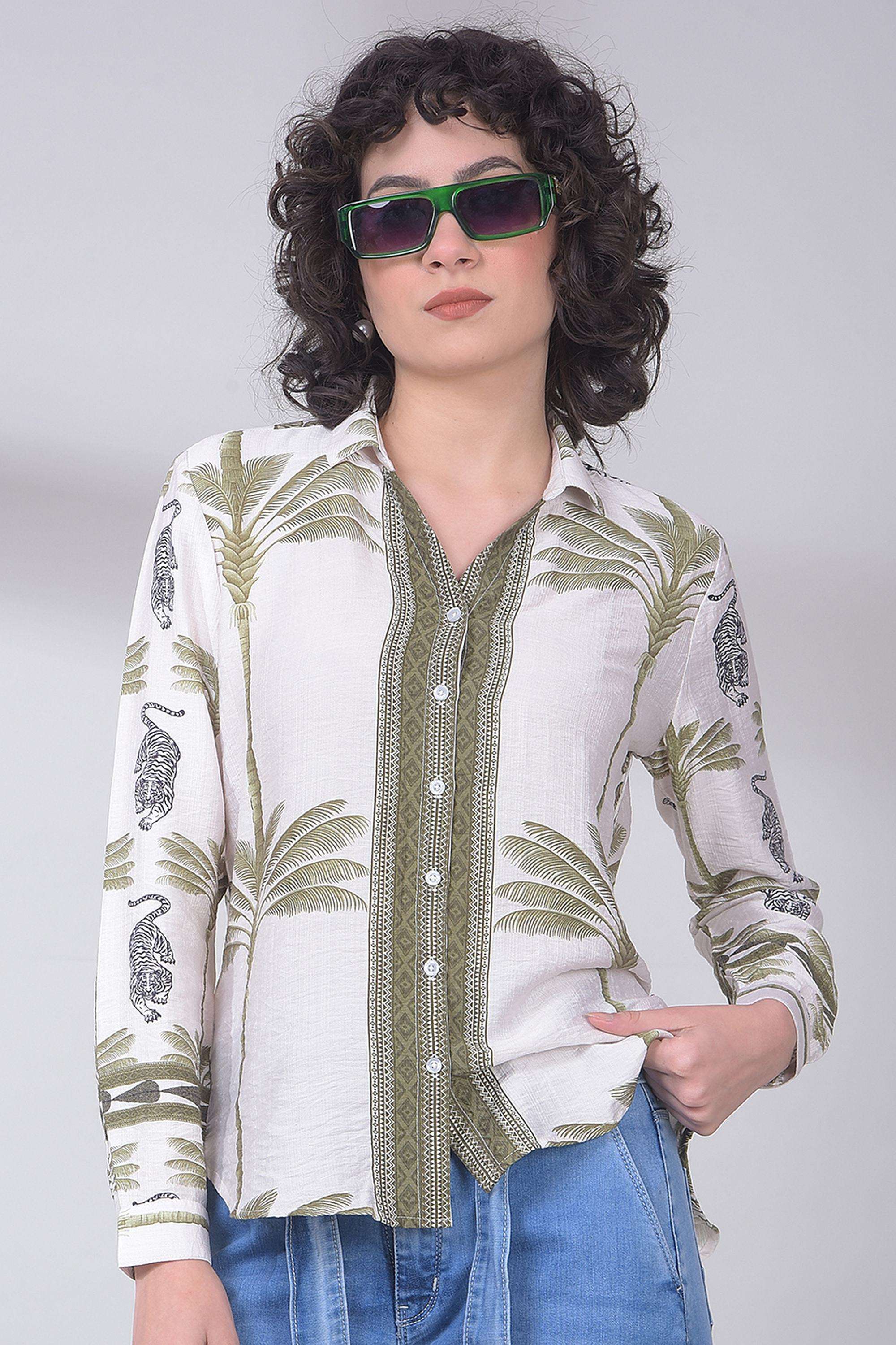 crimsoune club Printed Blended Fabric Collared Women's Shirt-picture-30