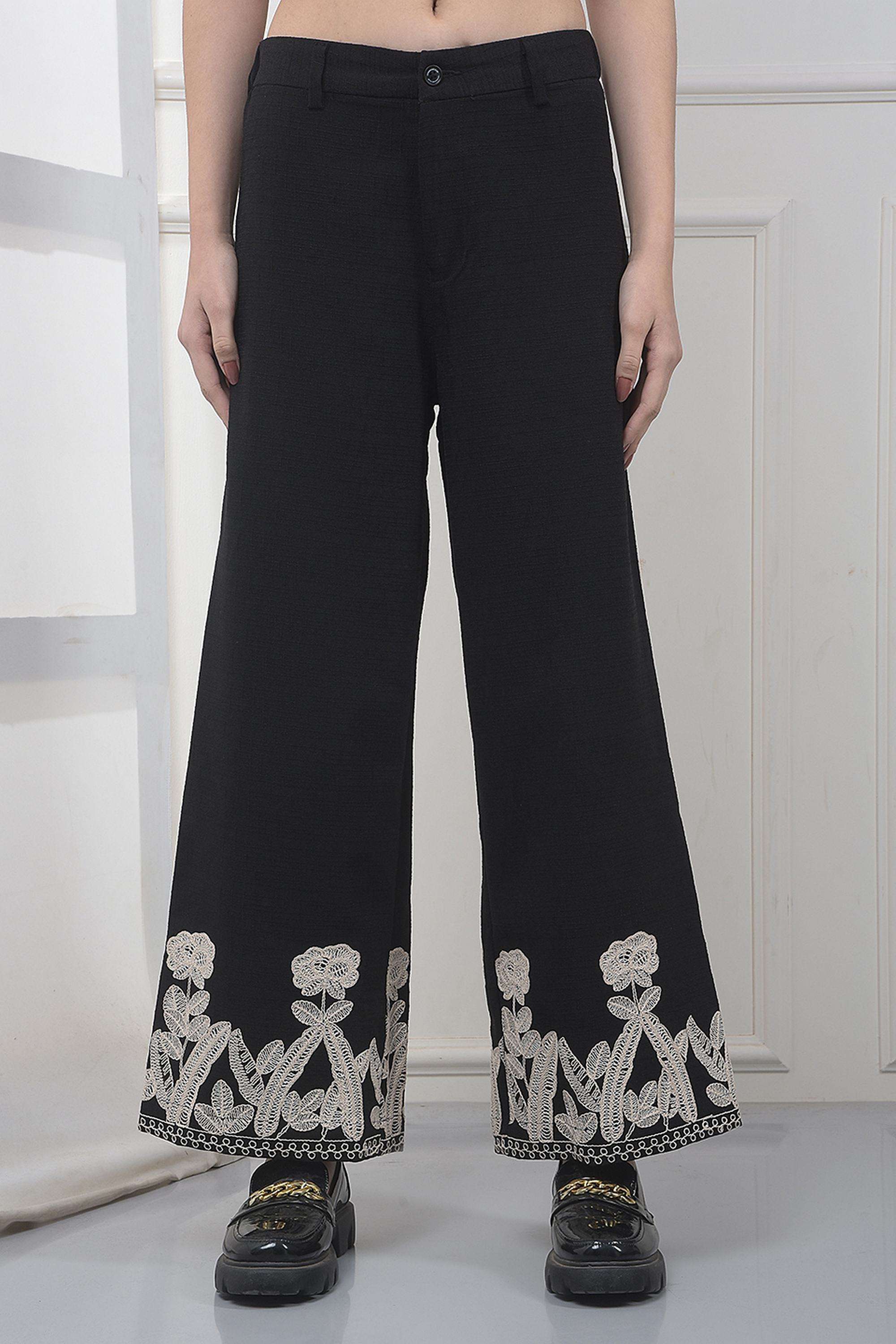 crimsoune club Embroidered Relaxed Fit Polyester Women's Casual Wear Trousers-picture-14
