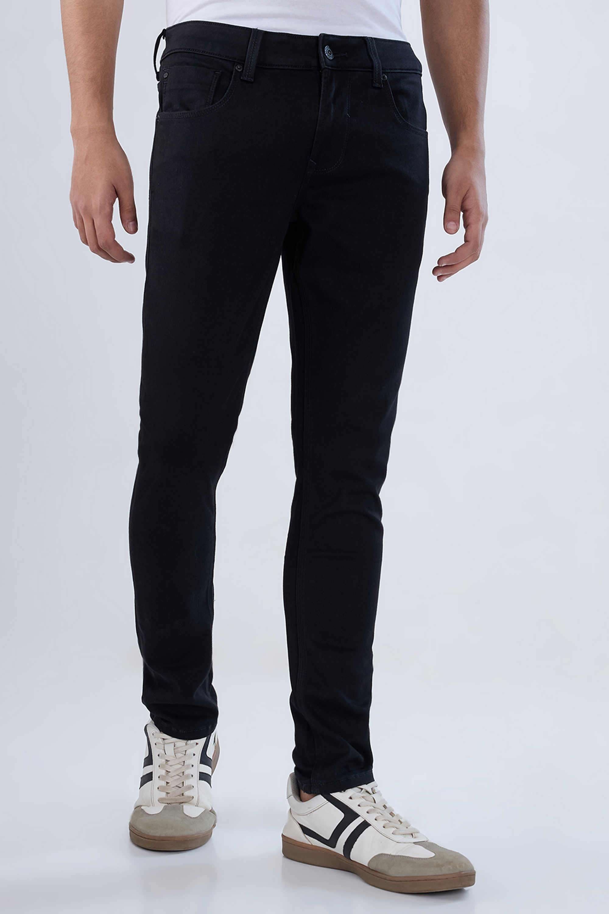 Solid-Cotton-Stretch-Super-Skinny-Fit-Men-s-Jeans