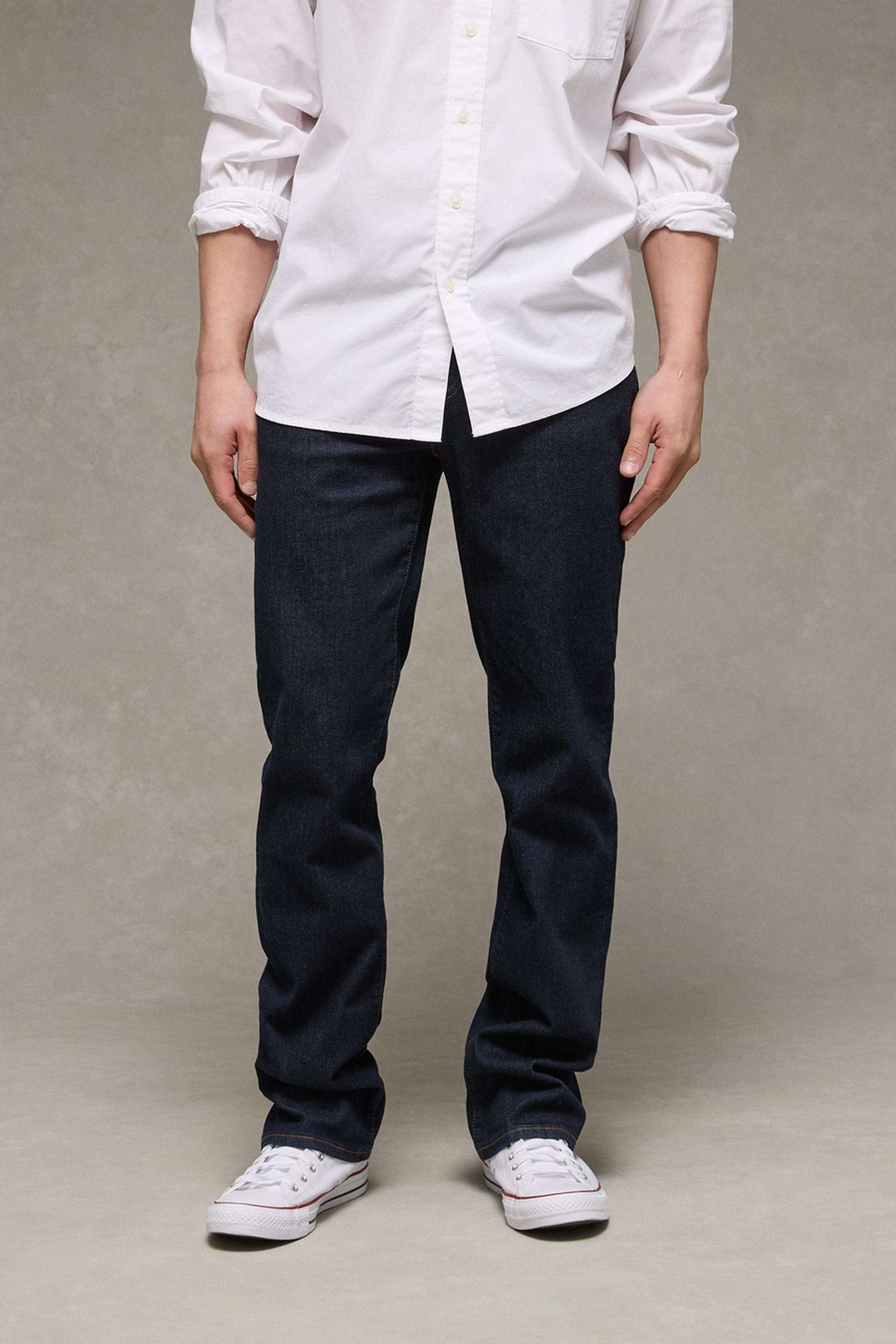 Solid-Polyester-Cotton-Bootcut-Fit-Men-s-Jeans