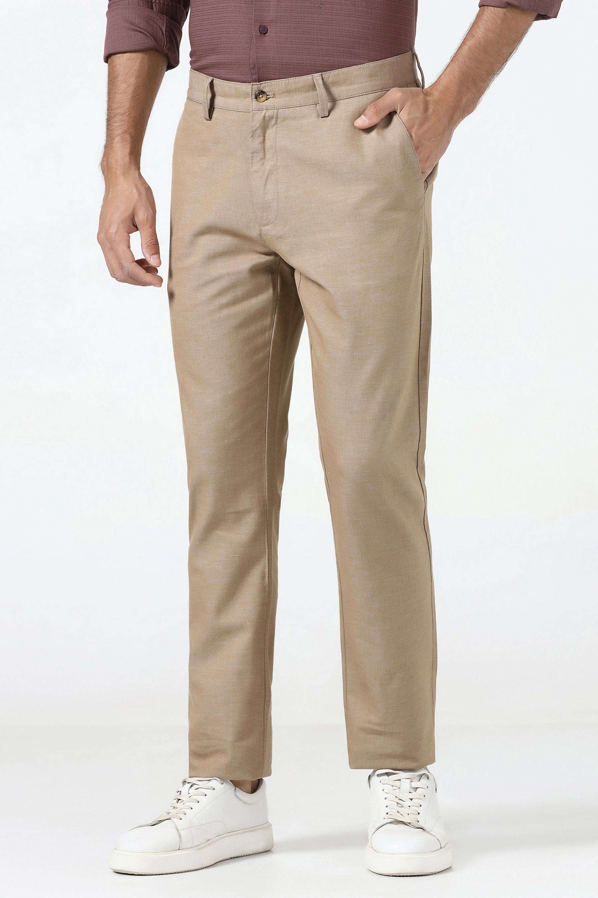 Solid-Cotton-Blend-Super-Slim-Fit-Men-s-Casual-Trousers