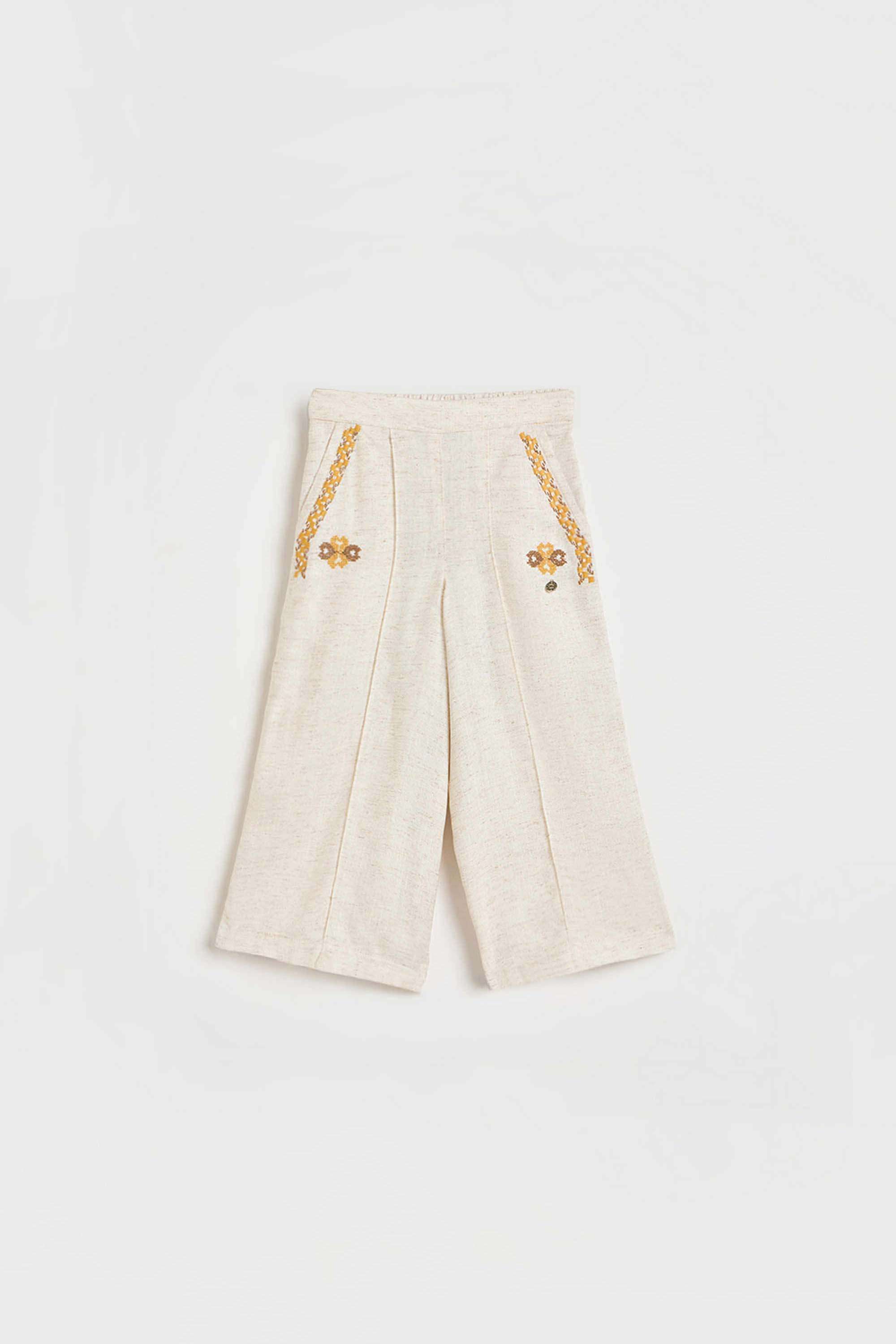 Solid-Blended-Fabric-Regular-Fit-Girls-Trousers