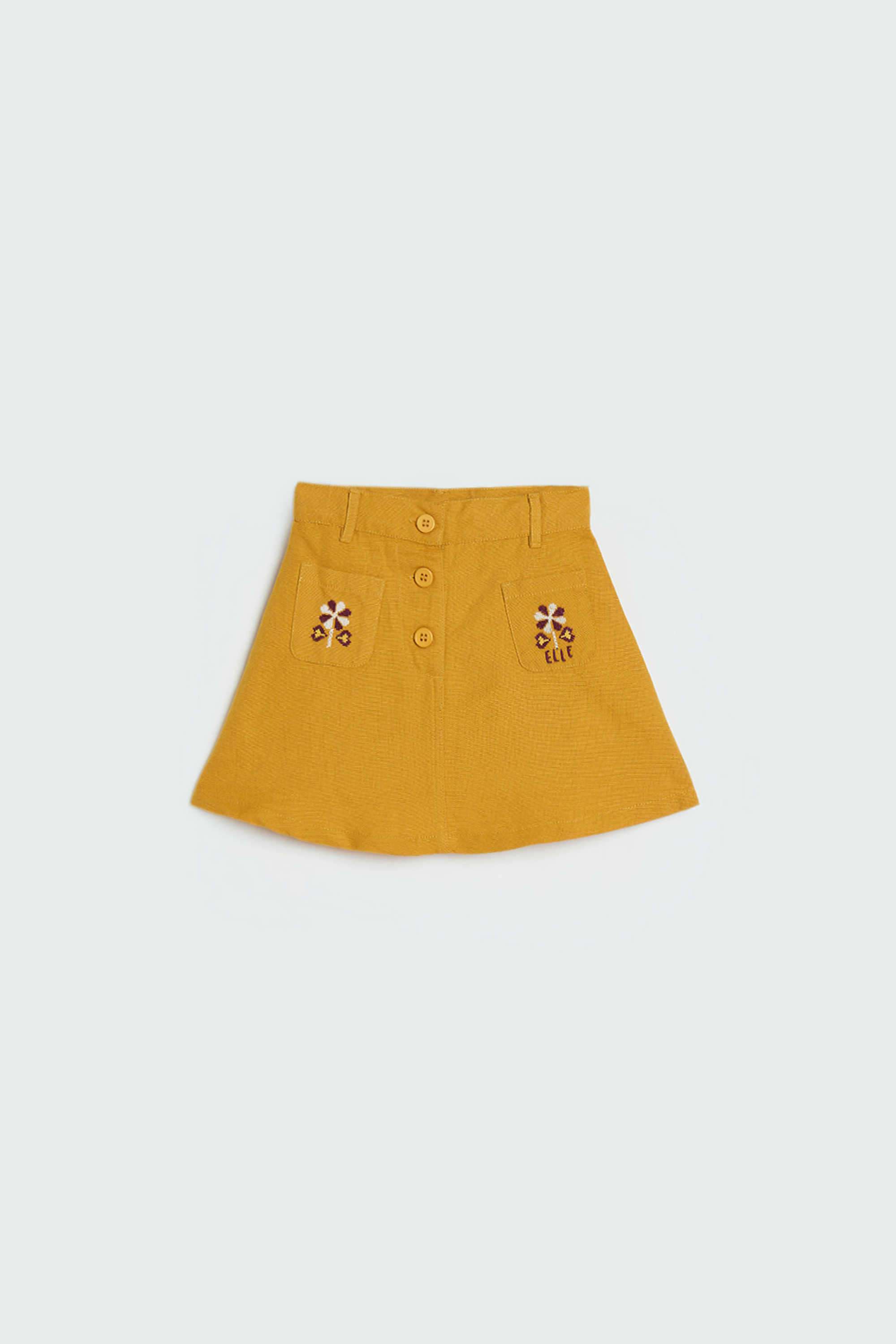 Solid-Linen-Blend-Straight-Fit-Girls-Skirts