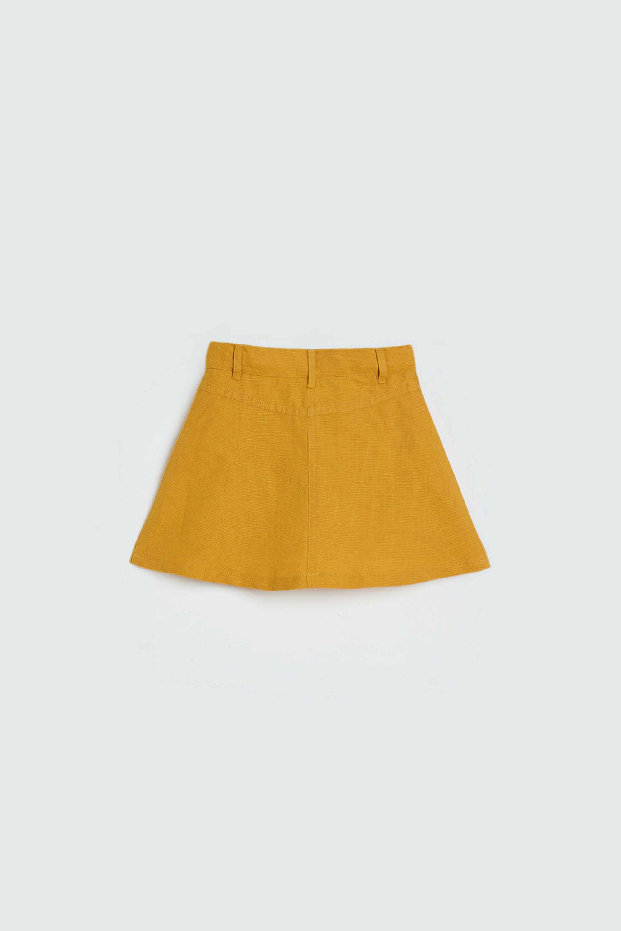 Solid-Linen-Blend-Straight-Fit-Girls-Skirts