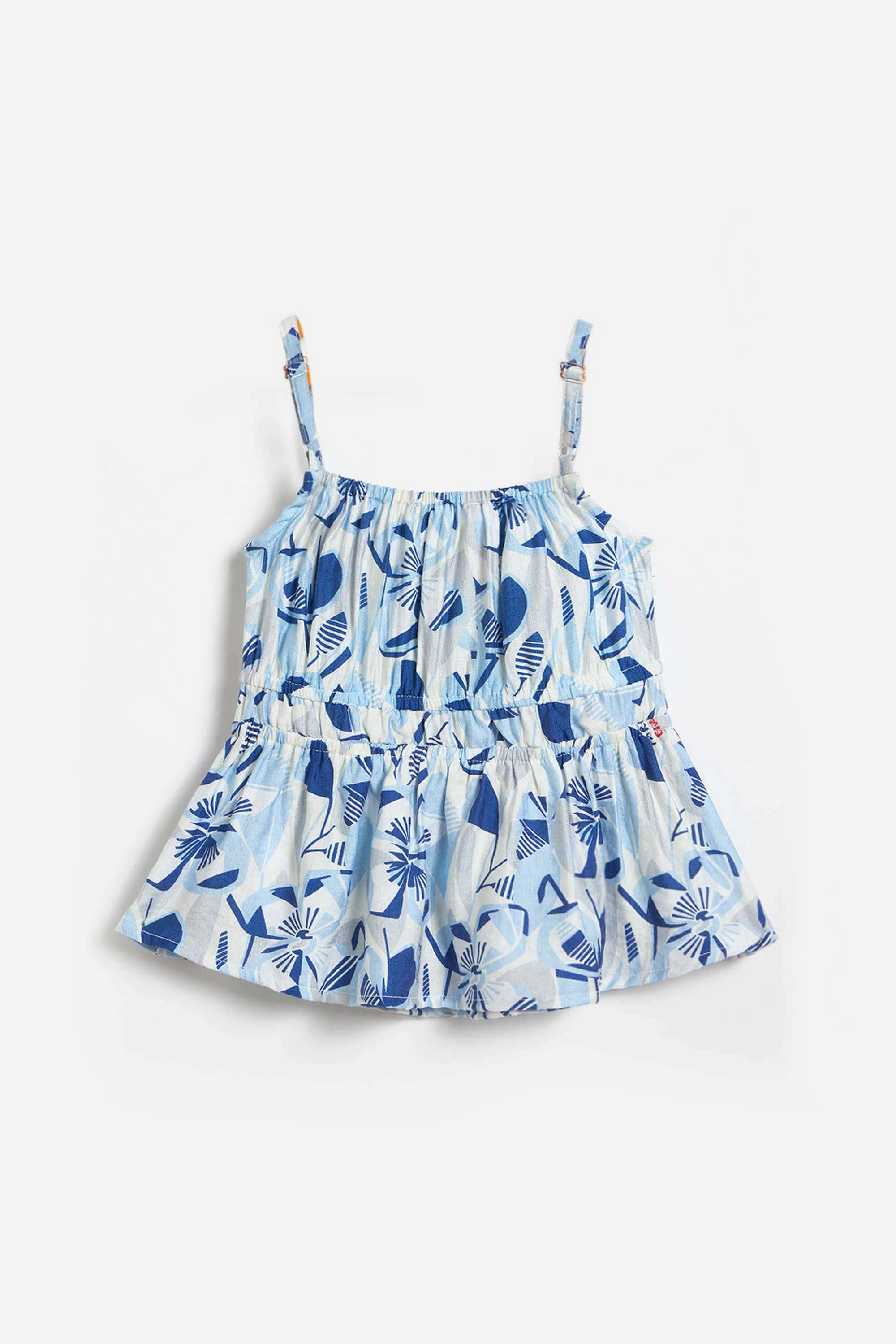 Printed-Blended-Fabric-Square-Neck-Girls-Top