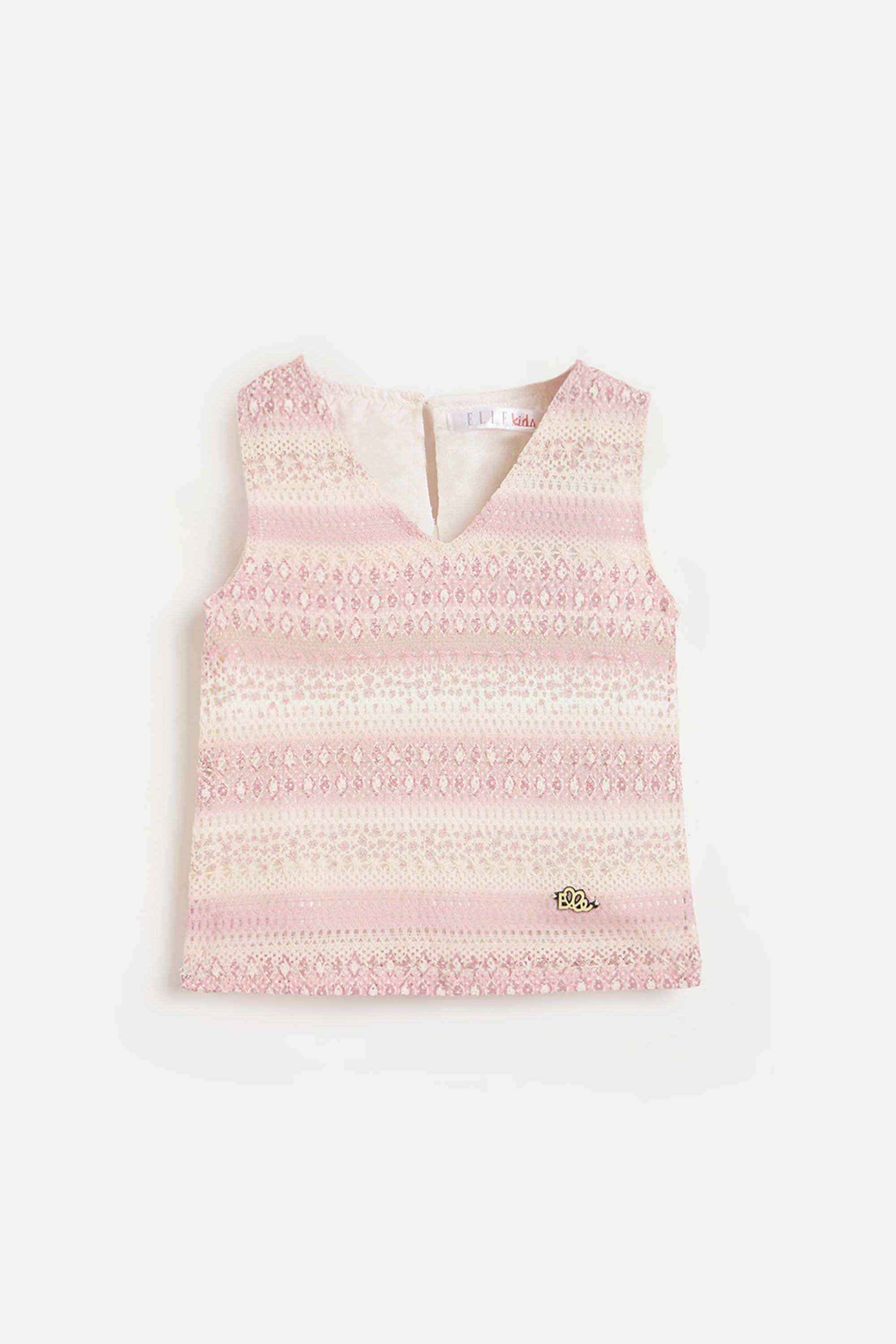 Solid-Blended-Fabric-V-Neck-Girls-Top