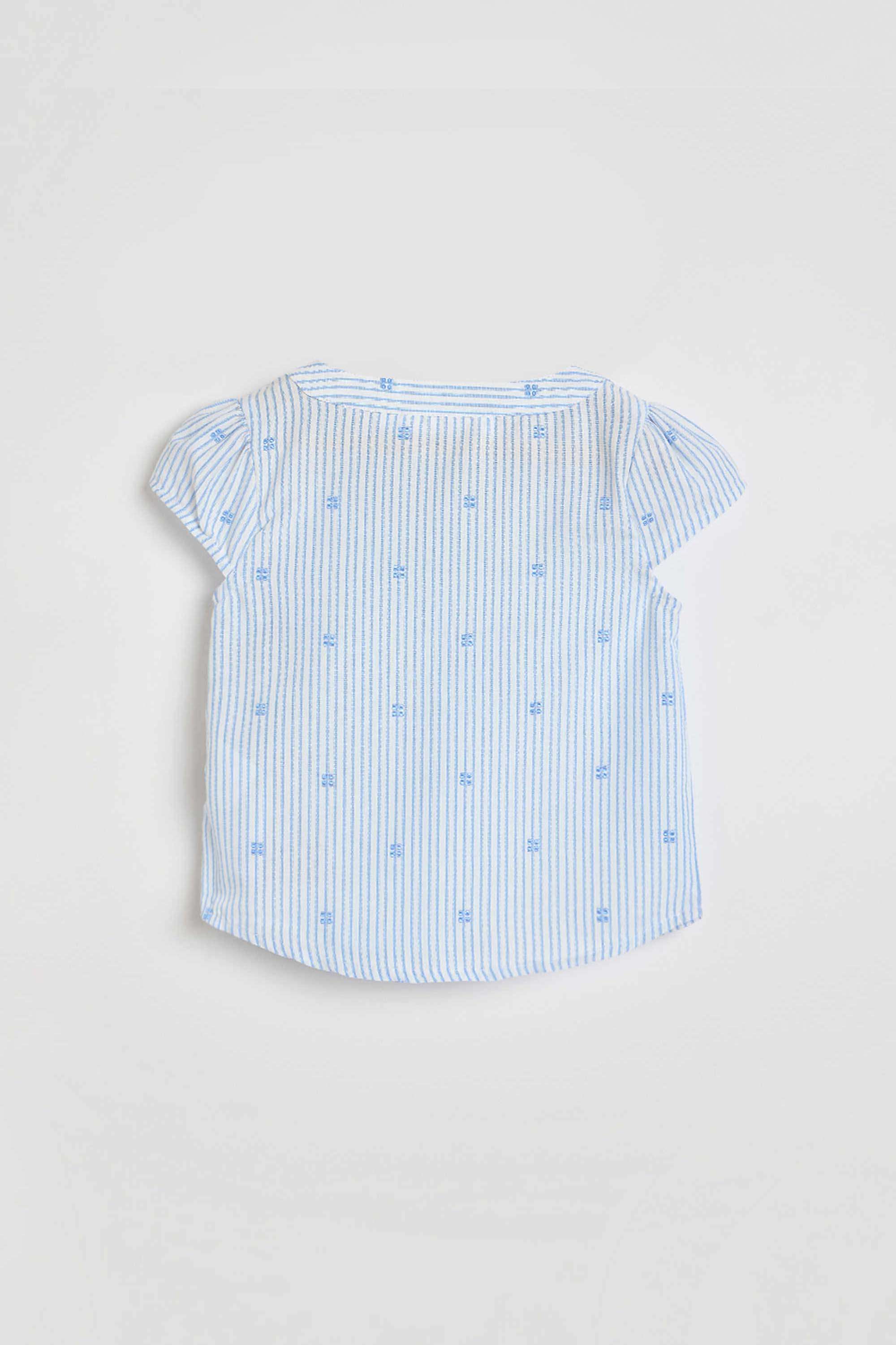 Printed-Blended-Fabric-V-Neck-Girls-Top