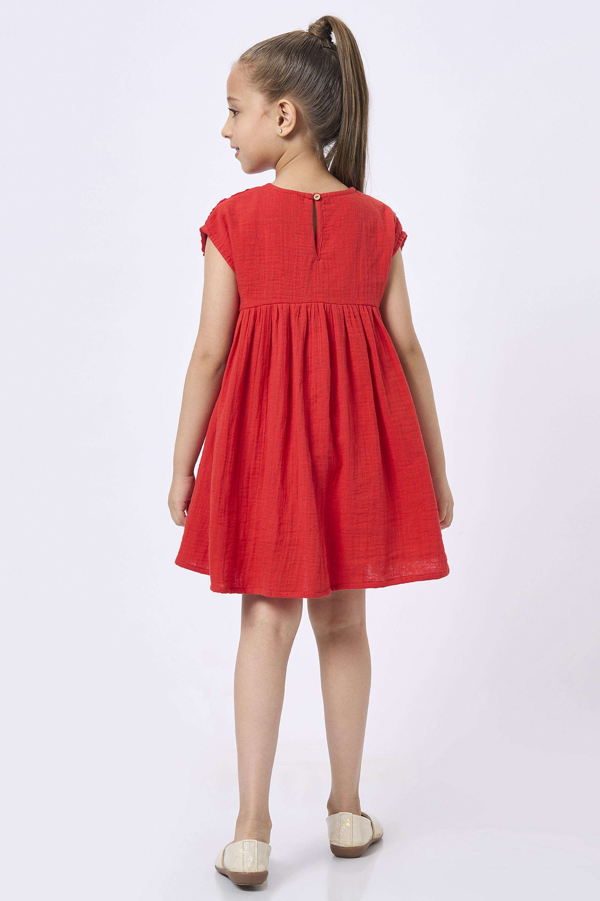 Solid-Cotton-V-Neck-Girls-Casual-Wear-Dress