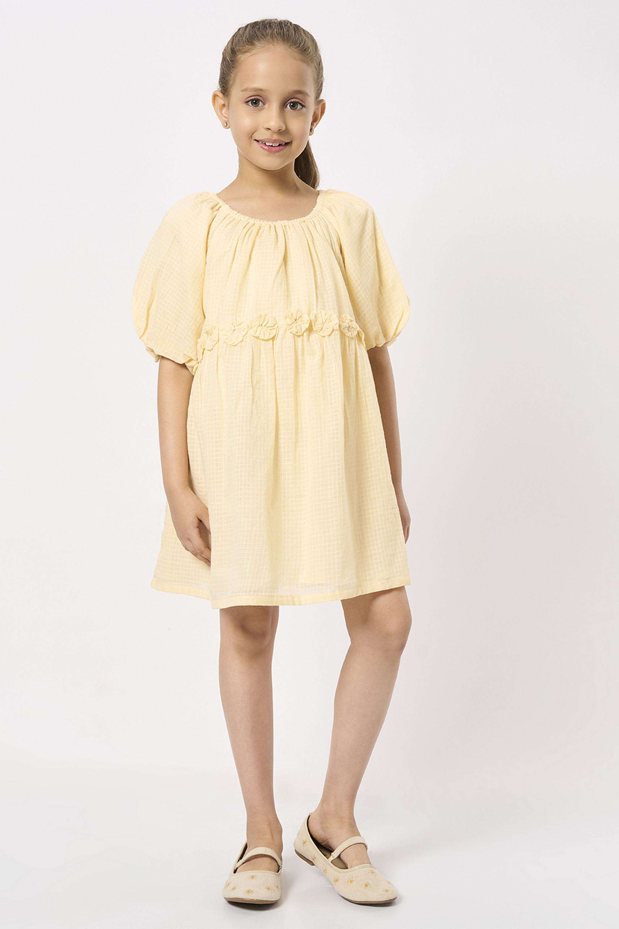 Solid-Cotton-Round-Neck-Girls-Casual-Wear-Dress