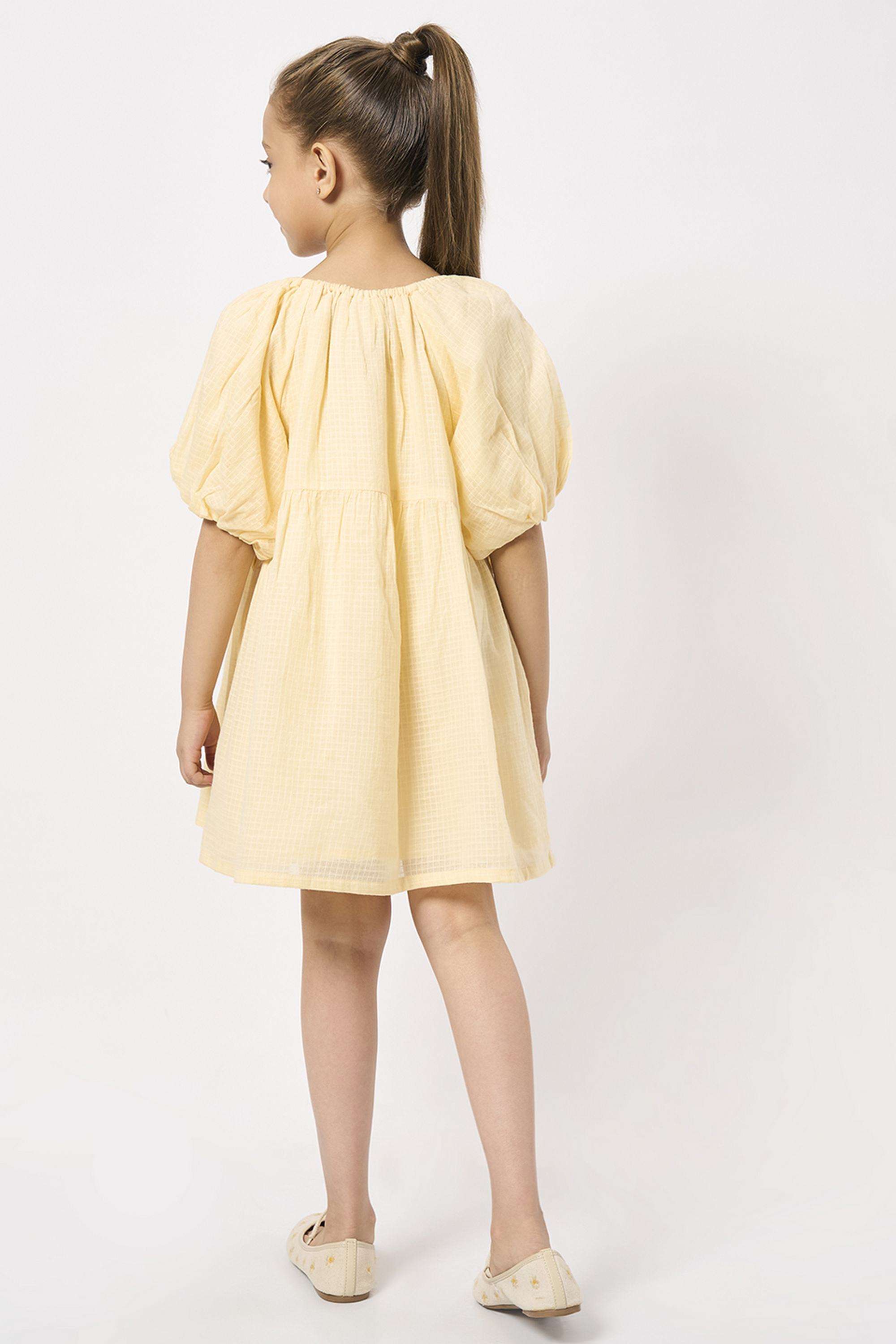 Solid-Cotton-Round-Neck-Girls-Casual-Wear-Dress