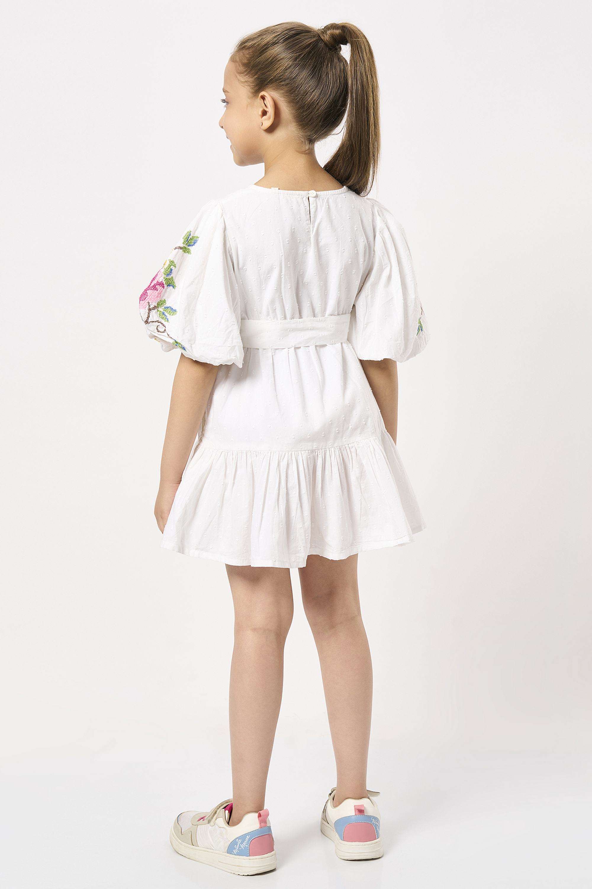 Embroidered-Cotton-Round-Neck-Girls-Casual-Wear-Dress