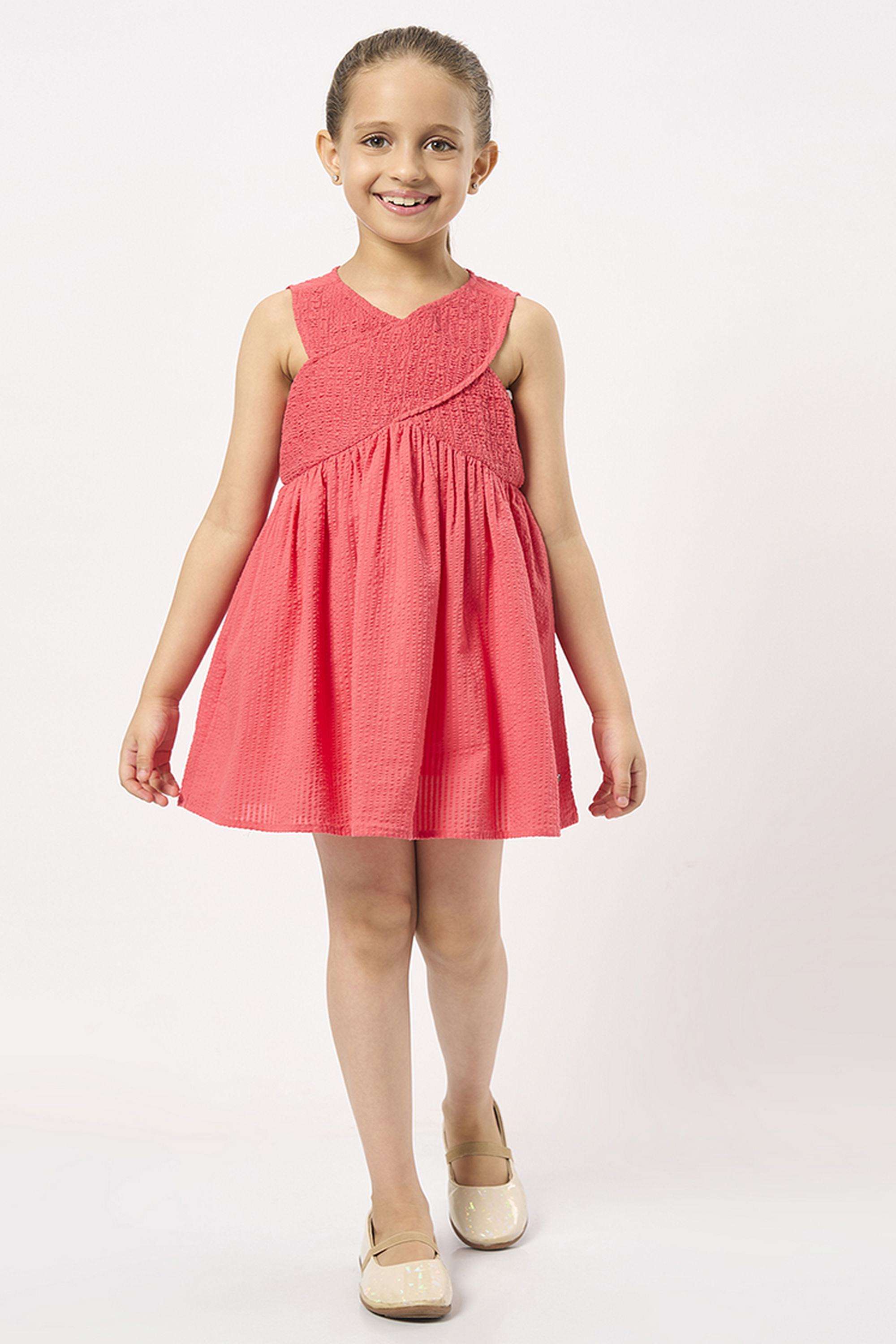 Solid-Cotton-Round-Neck-Girls-Casual-Wear-Dress