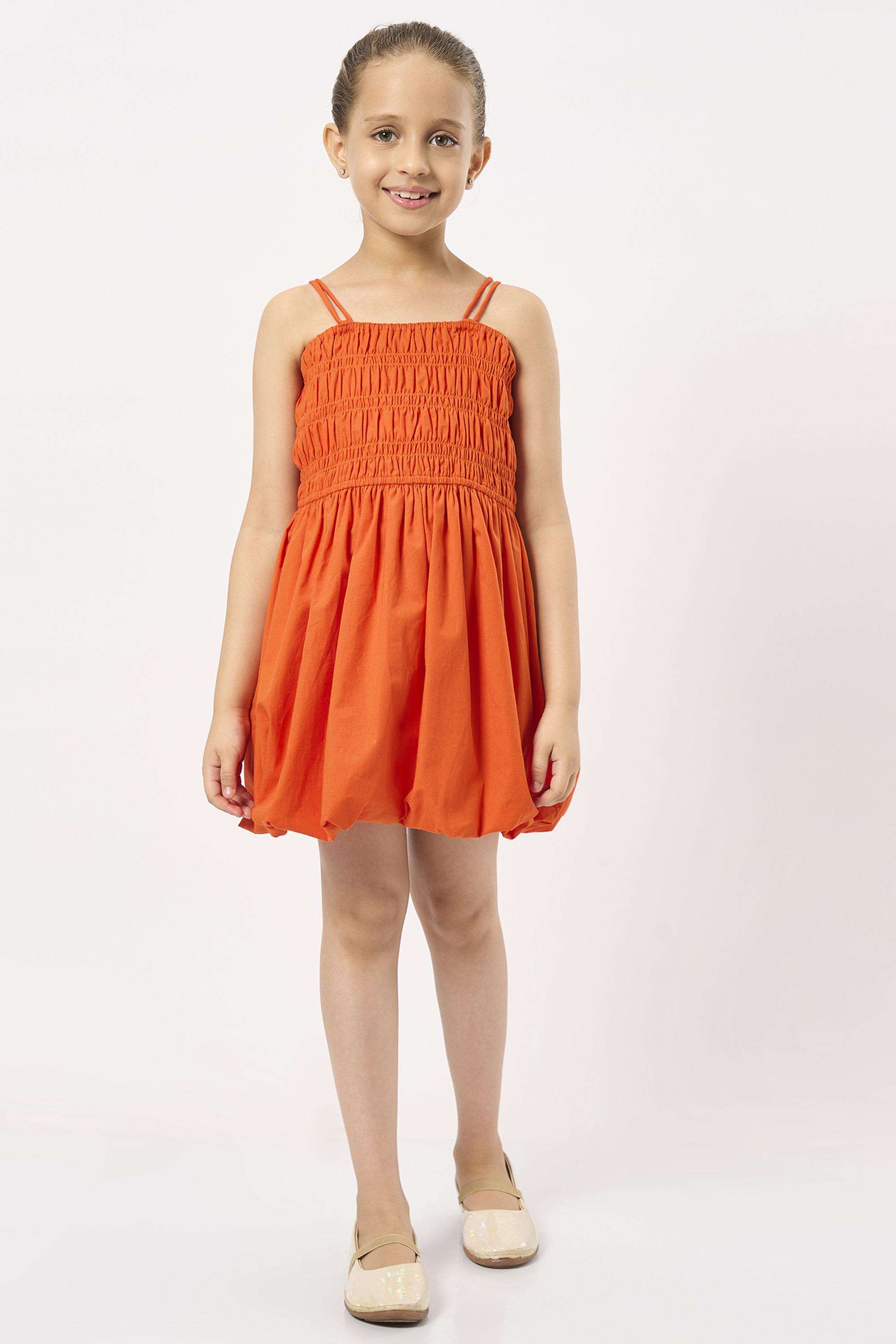 Solid-Cotton-Strapless/Tube-Girls-Casual-Wear-Dress