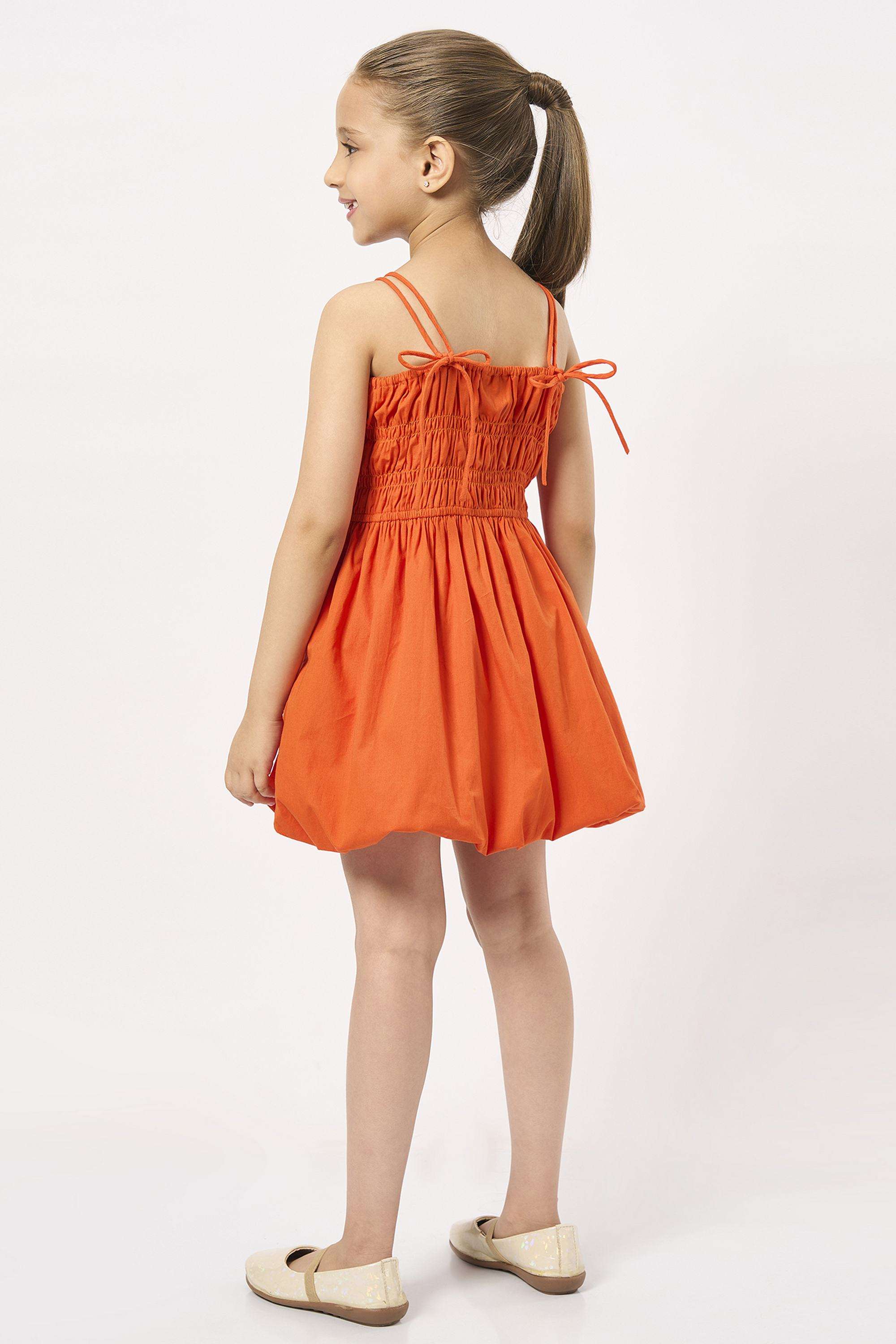 Solid-Cotton-Strapless/Tube-Girls-Casual-Wear-Dress