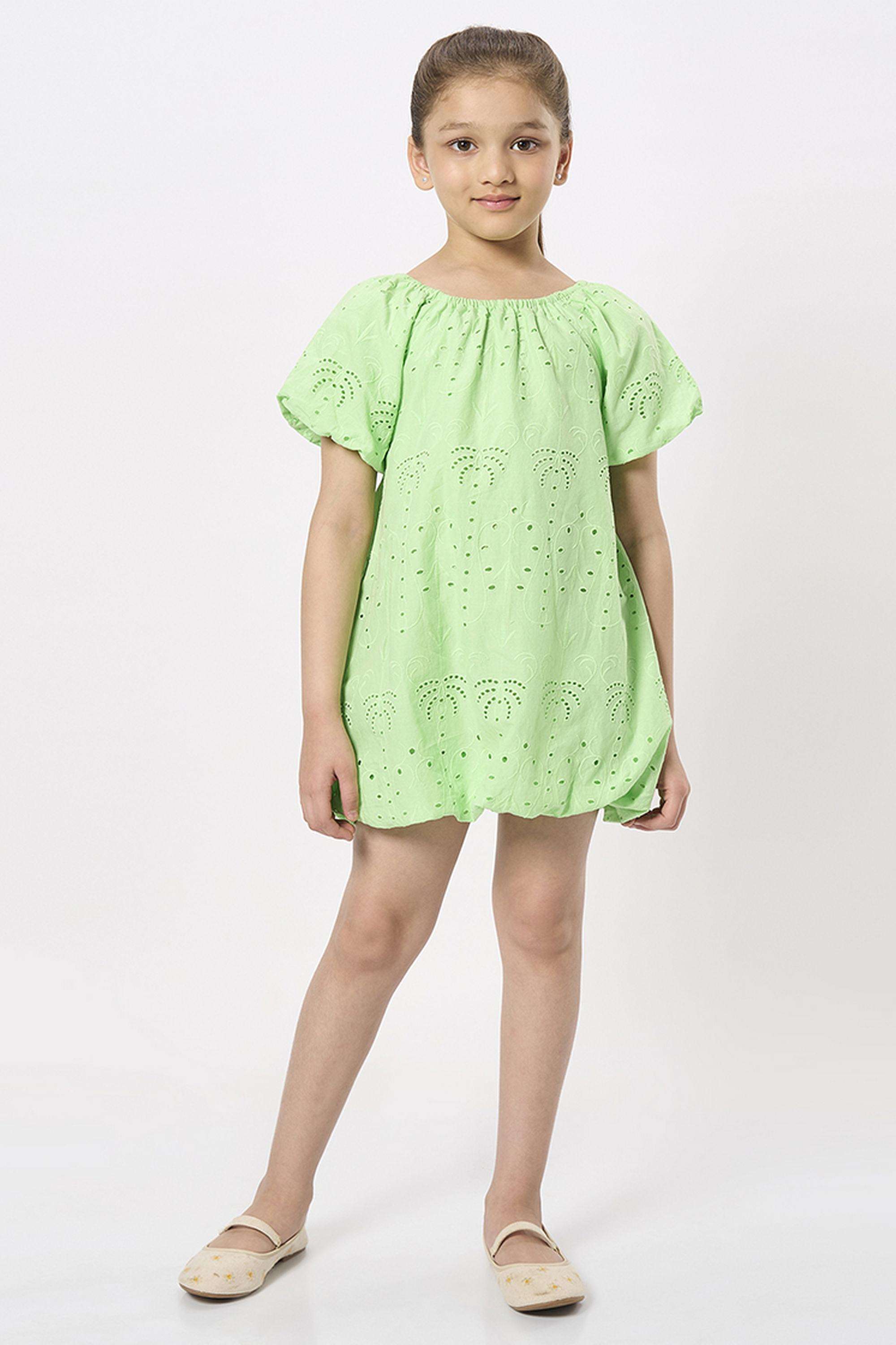 Solid-Cotton-Square-Neck-Girls-Casual-Wear-Dress