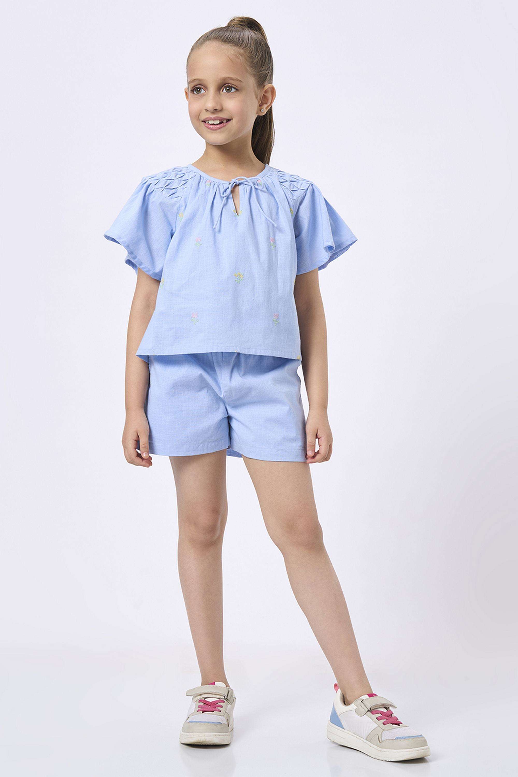 Embroidered-Cotton-Mid-Thigh-Girls-Clothing-Set