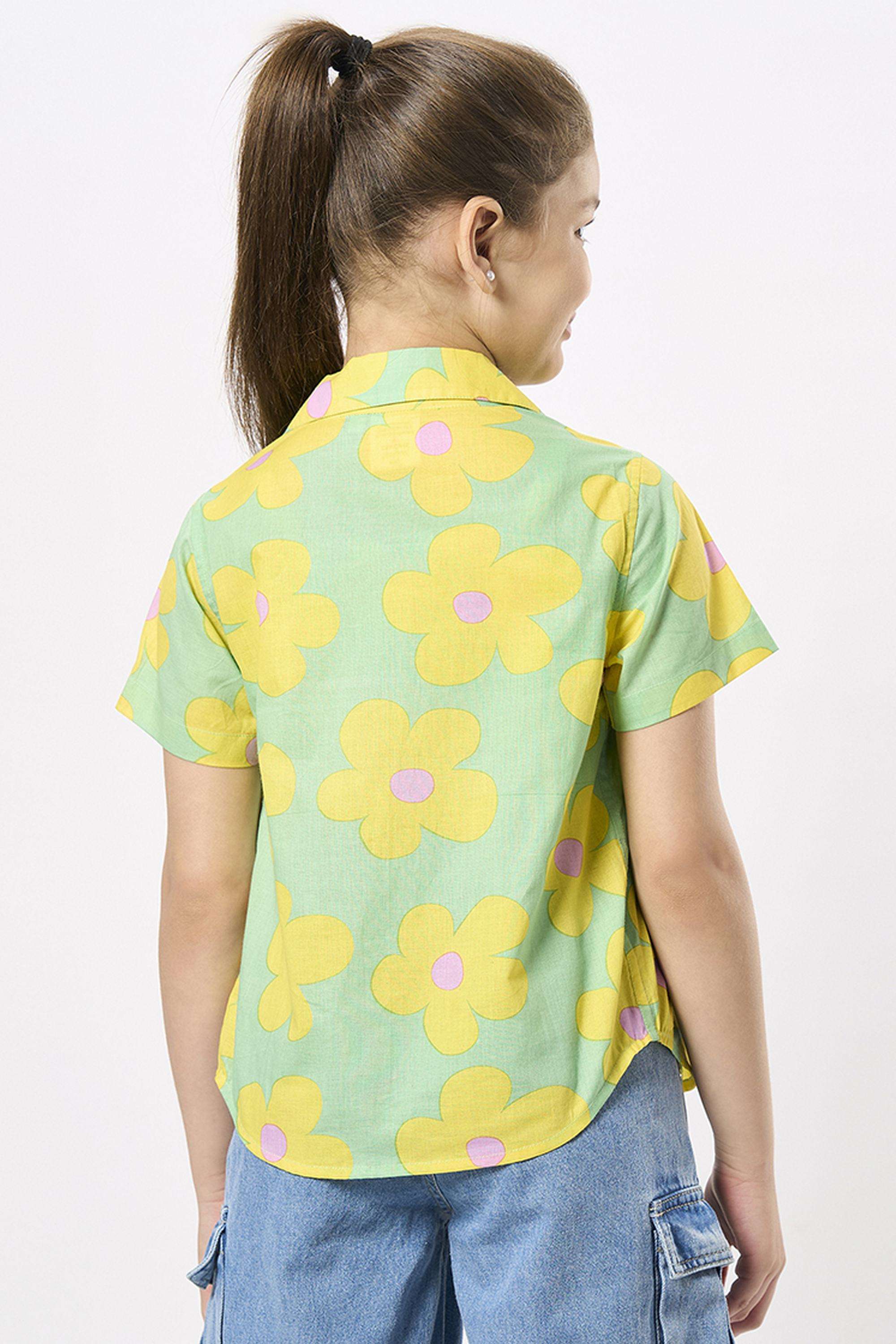 Graphic-Print-Cotton-Collared-Girls-Top