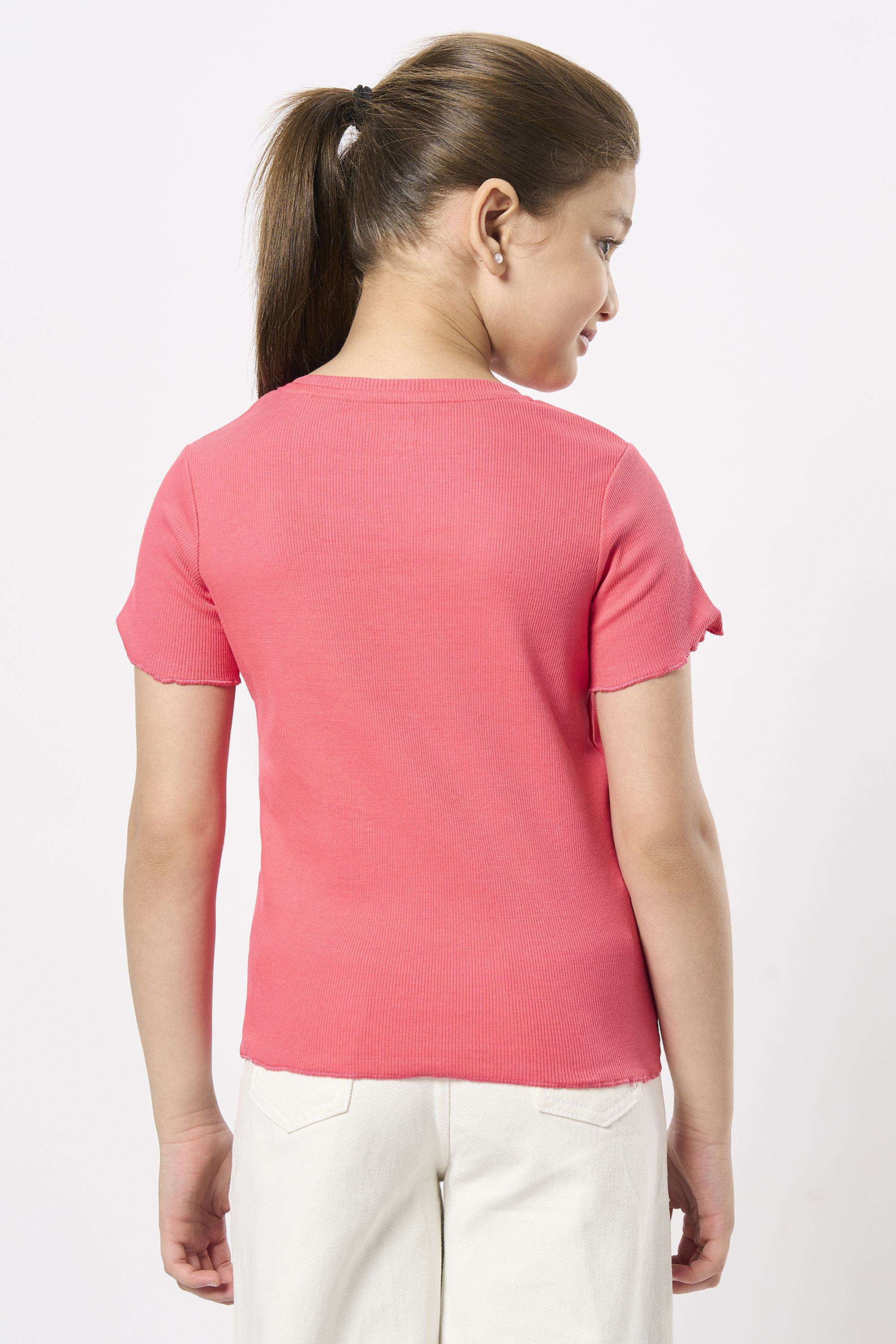 Solid-Cotton-Round-Neck-Girls-T-Shirt