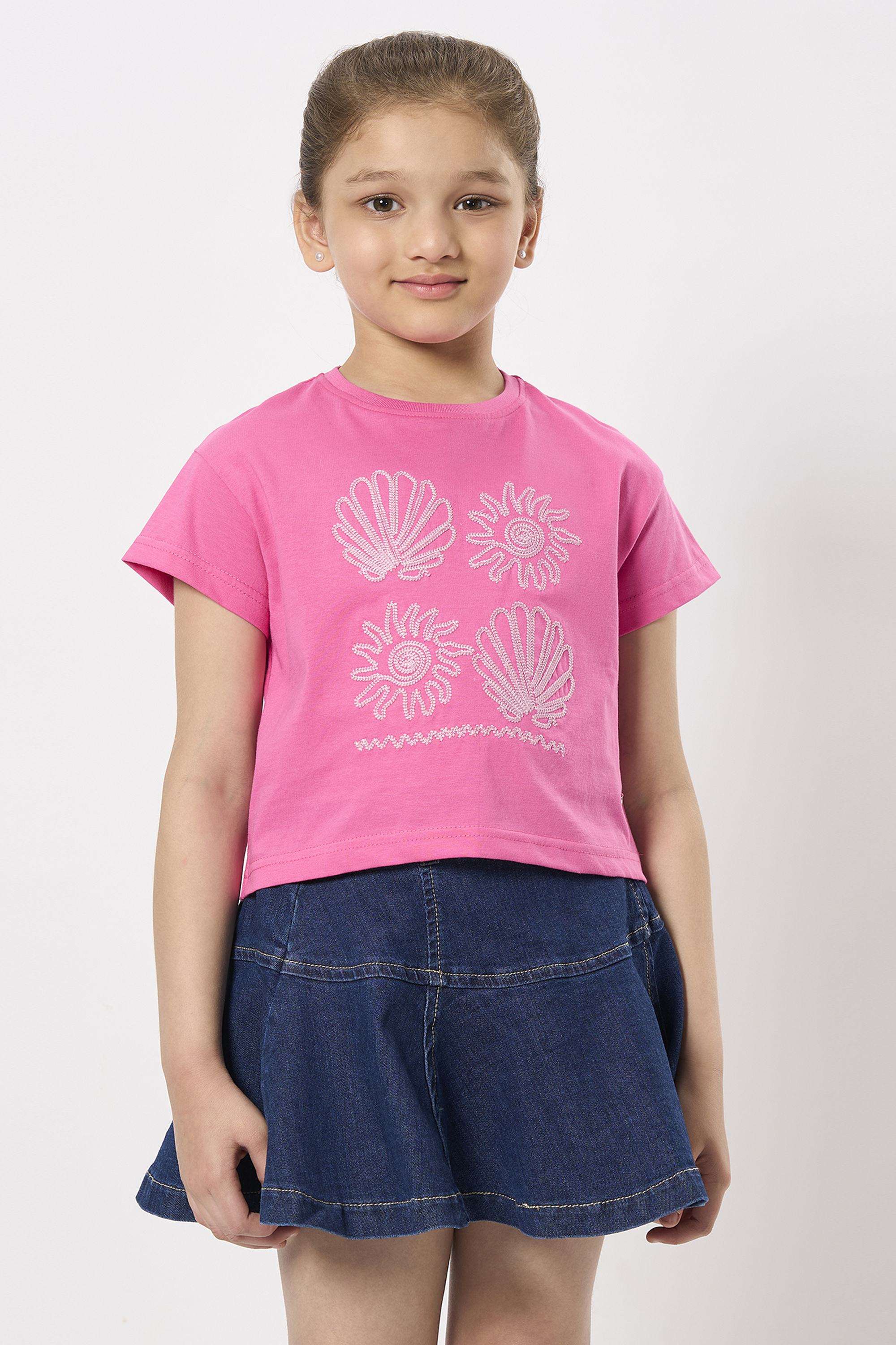 Embroidered-Cotton-Round-Neck-Girls-T-Shirt