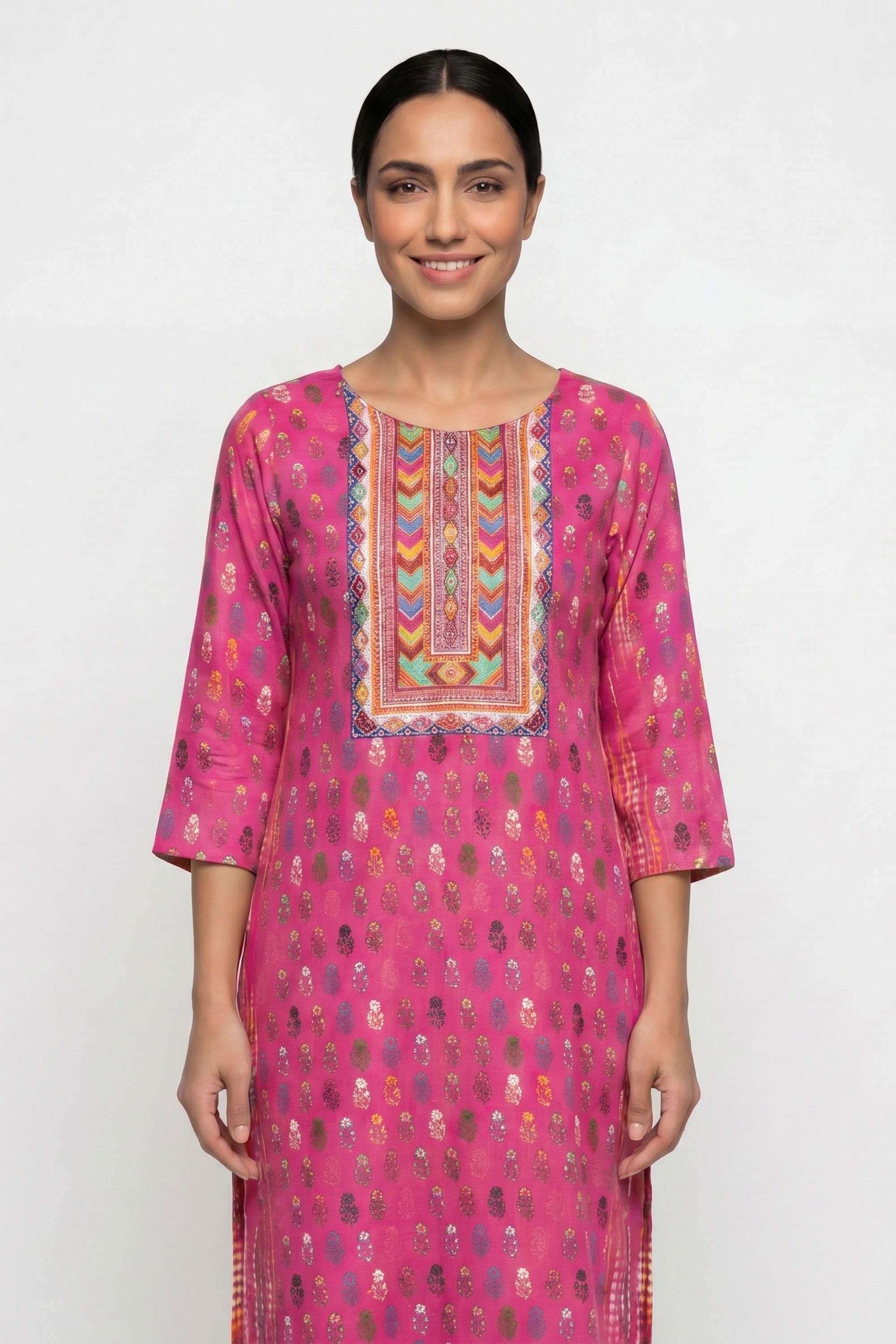 Printed-Cotton-Round-Neck-Women-Kurta