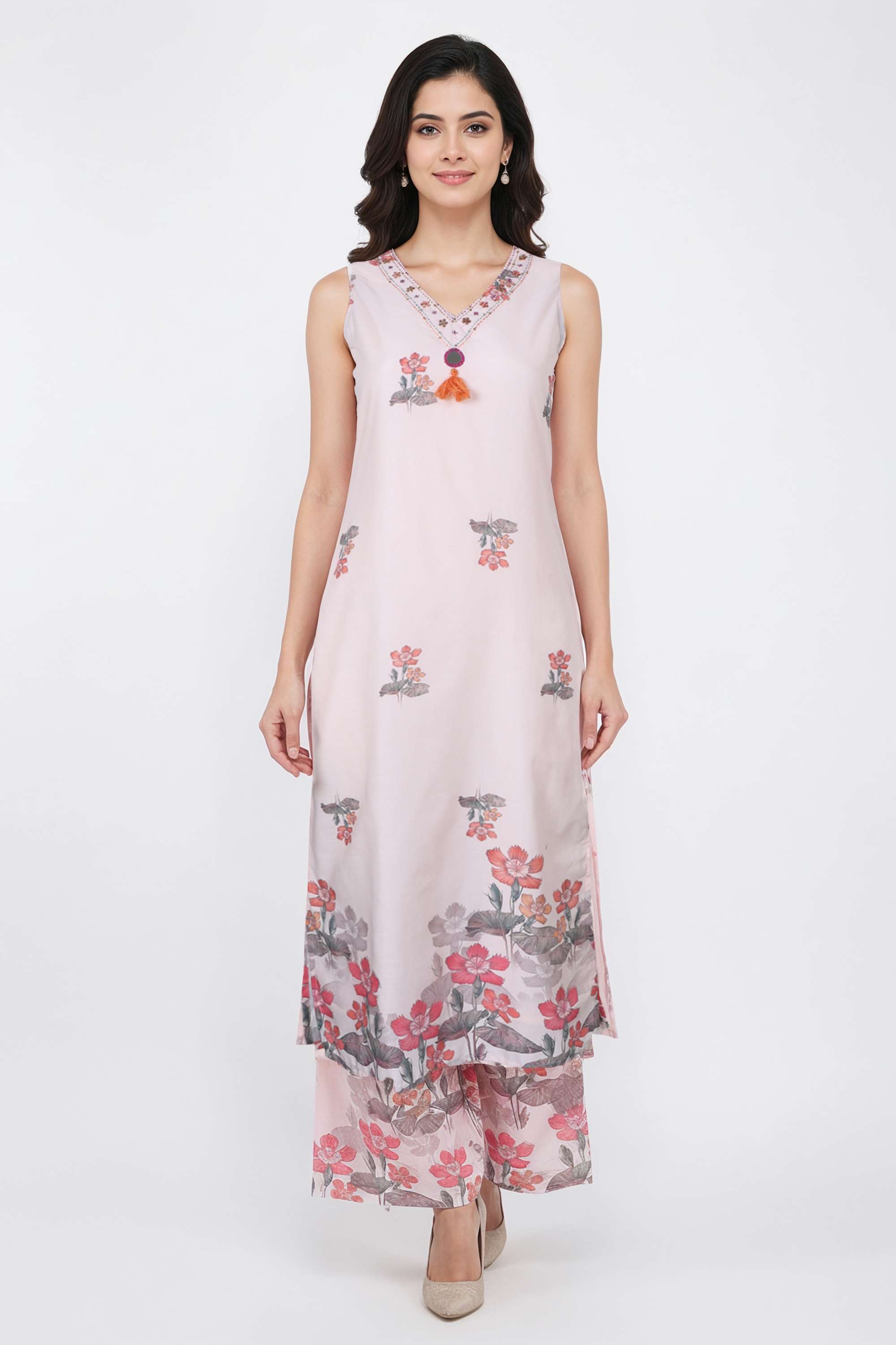 Floral-Cotton-V-Neck-Women-Kurta