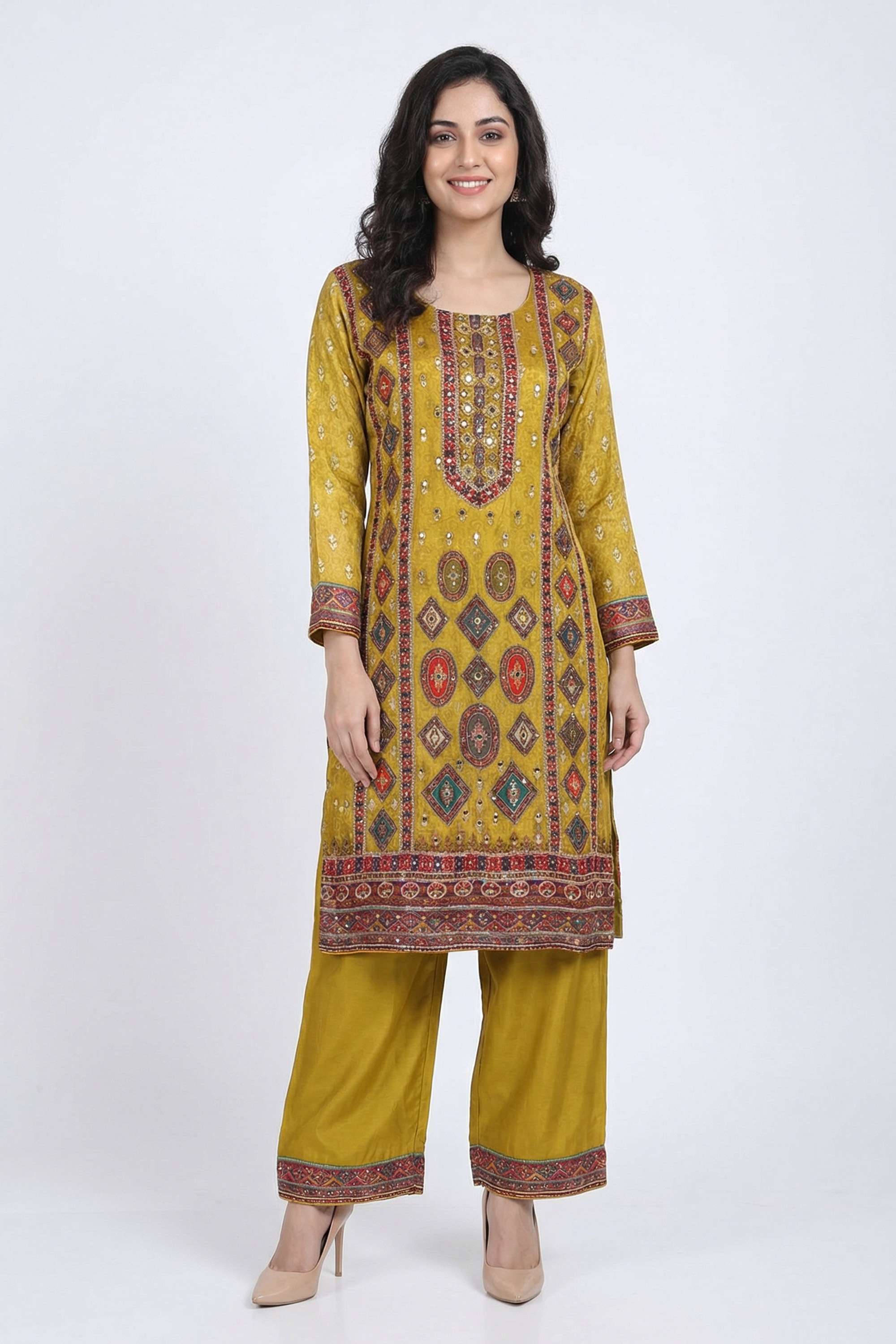 Printed-Cotton-Round-Neck-Women-Kurta-with-Palazzo-and-Dupatta
