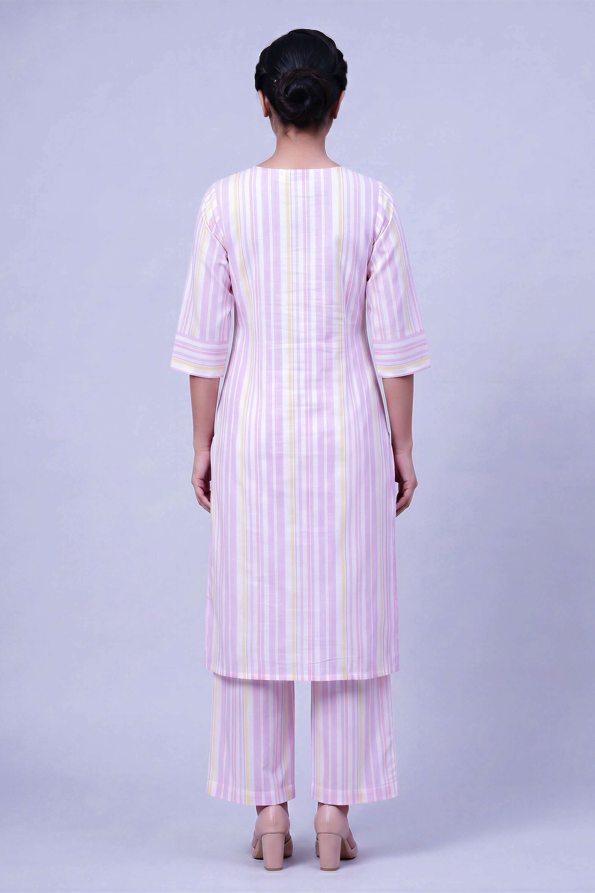 Solid-Cotton-Round-Neck-Women-s-Casual-Wear-Kurta