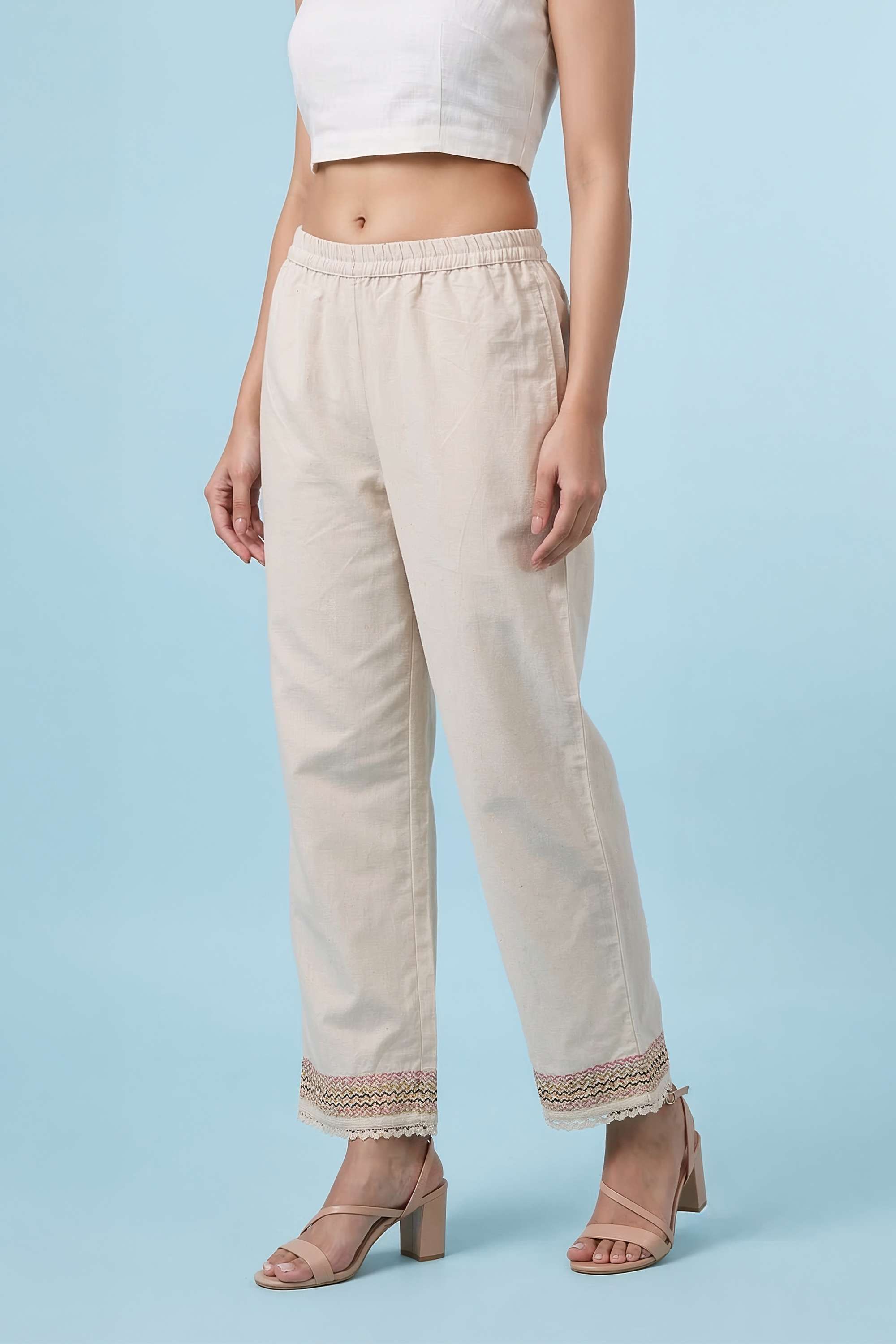 Embroidered-Straight-Fit-Cotton-Women-s-Casual-Wear-Pants