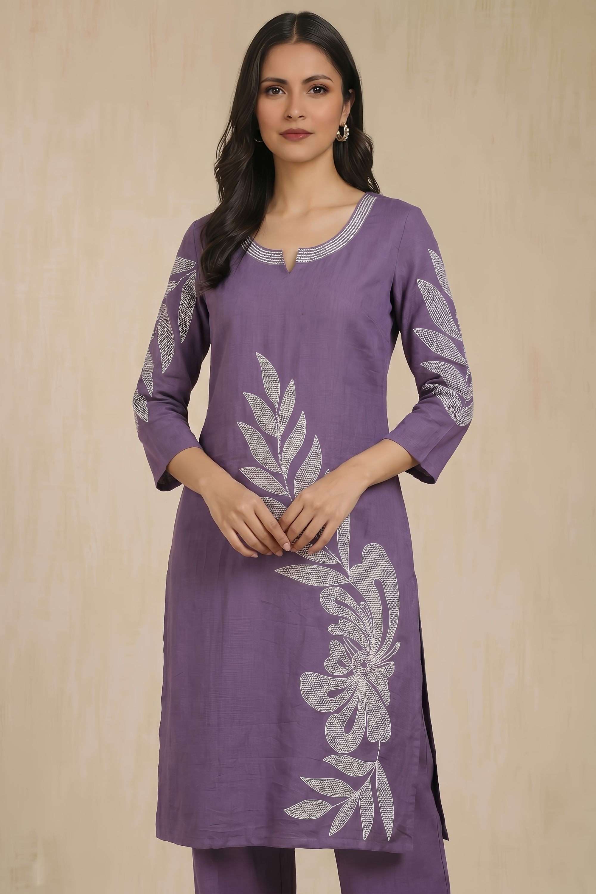 Solid-Y-Neck-Cotton-Women-s-Co-Ord-Set