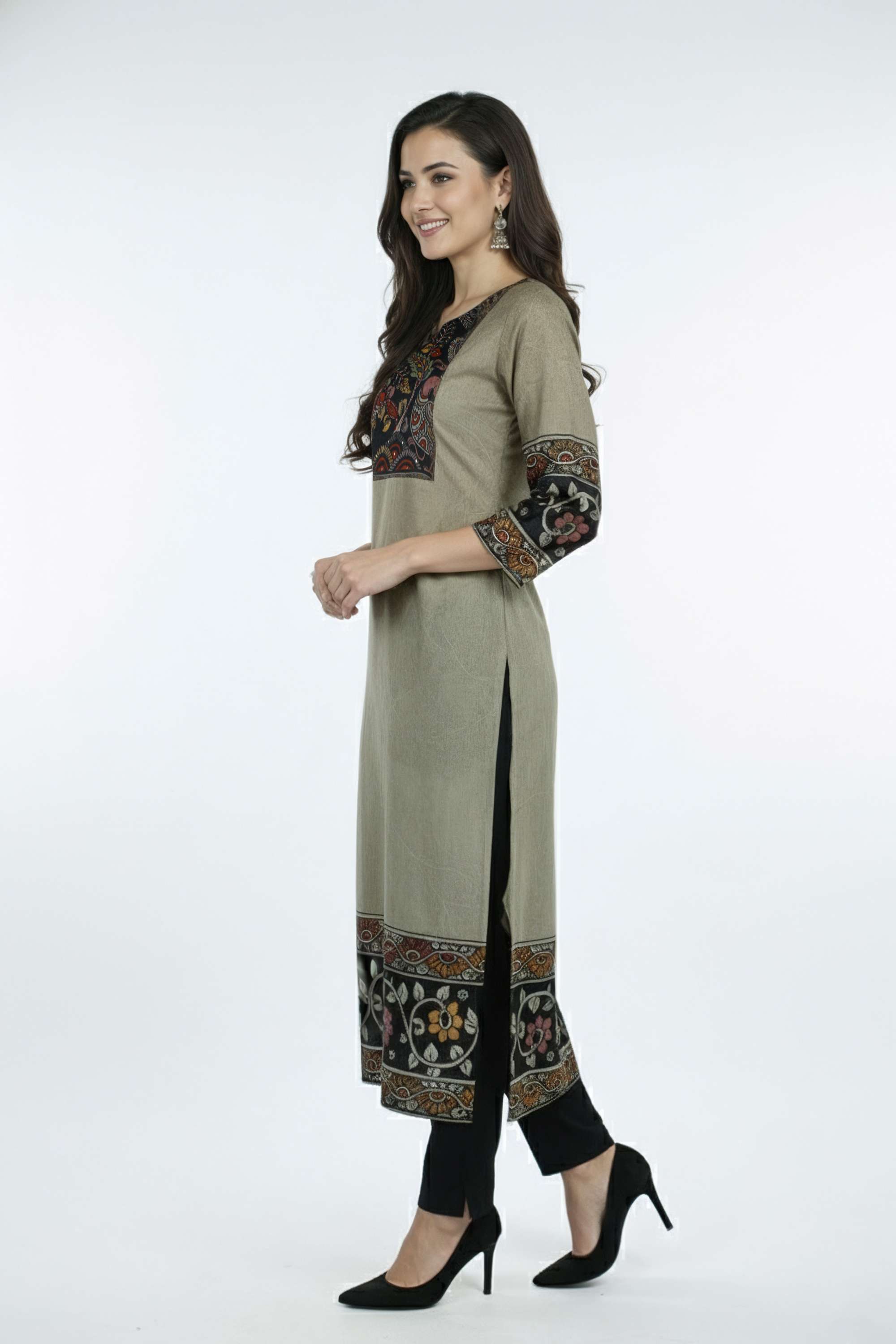 Floral-Cotton-Y-Neck-Women-s-Casual-Wear-Kurta